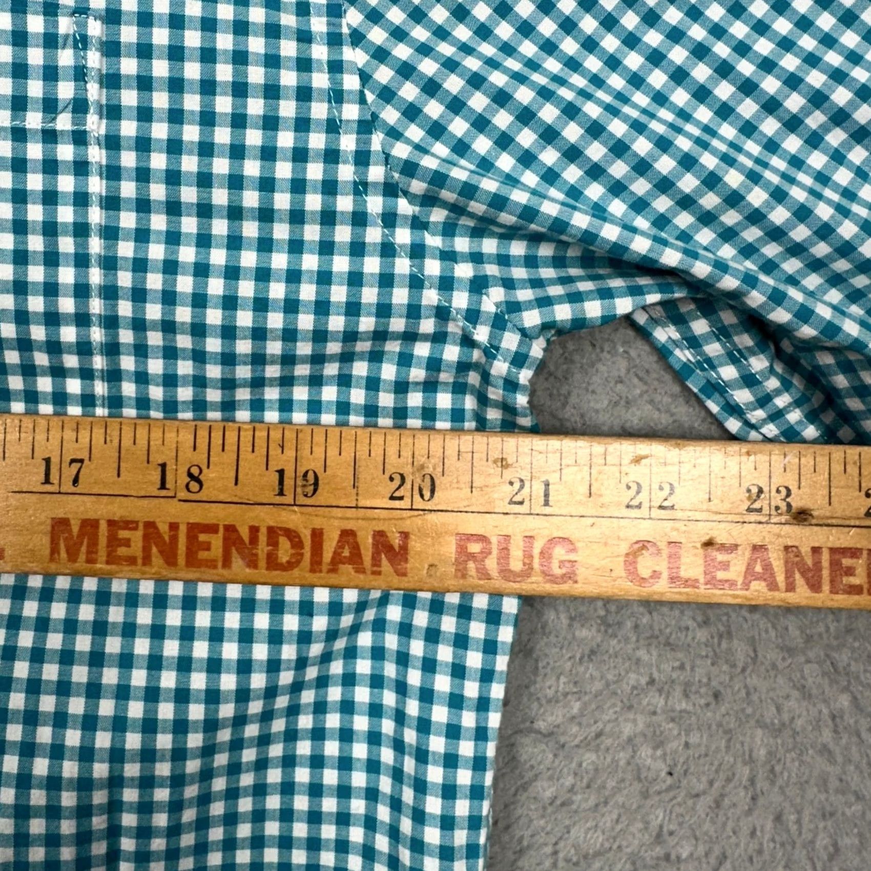 johnnie-O Johnnie-O Shirt Mens M Teal White Button-Down Gingham Check Long Sleeve EUC Size US M / EU 48-50 / 2 - 6 Thumbnail