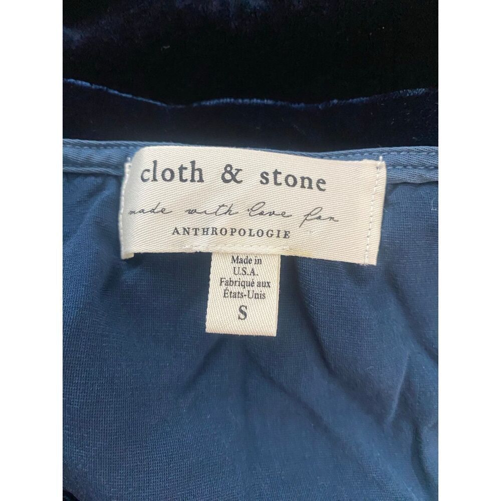Anthropologie Anthropologie Cloth & Stone Navy Crushed Velvet Short Sleeve Size S / US 4 / IT 40 - 5 Thumbnail