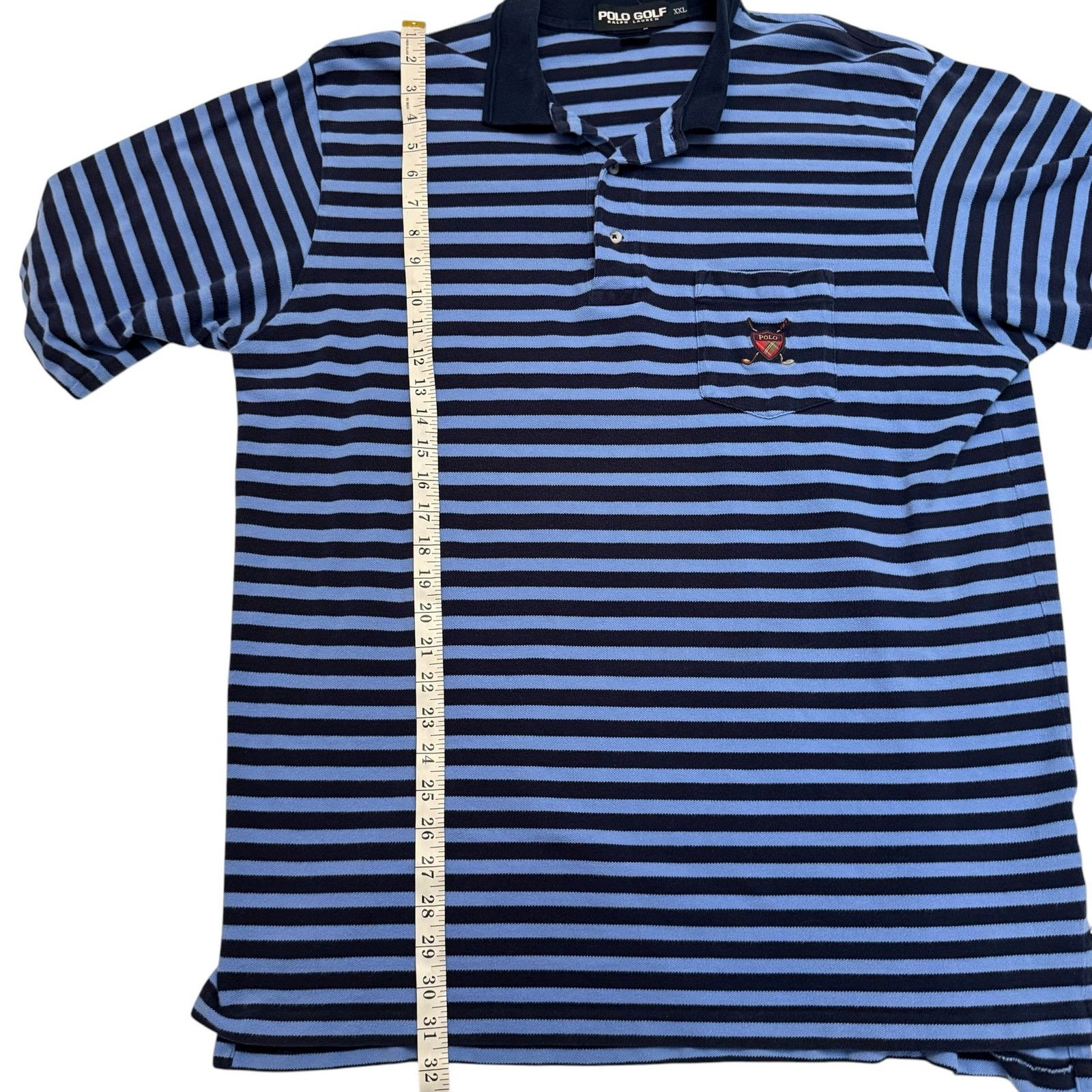 Polo Ralph Lauren Vintage Polo Golf Ralph Lauren XXL Striped Blue Shirt Crest Size US XXL / EU 58 / 5 - 9 Thumbnail