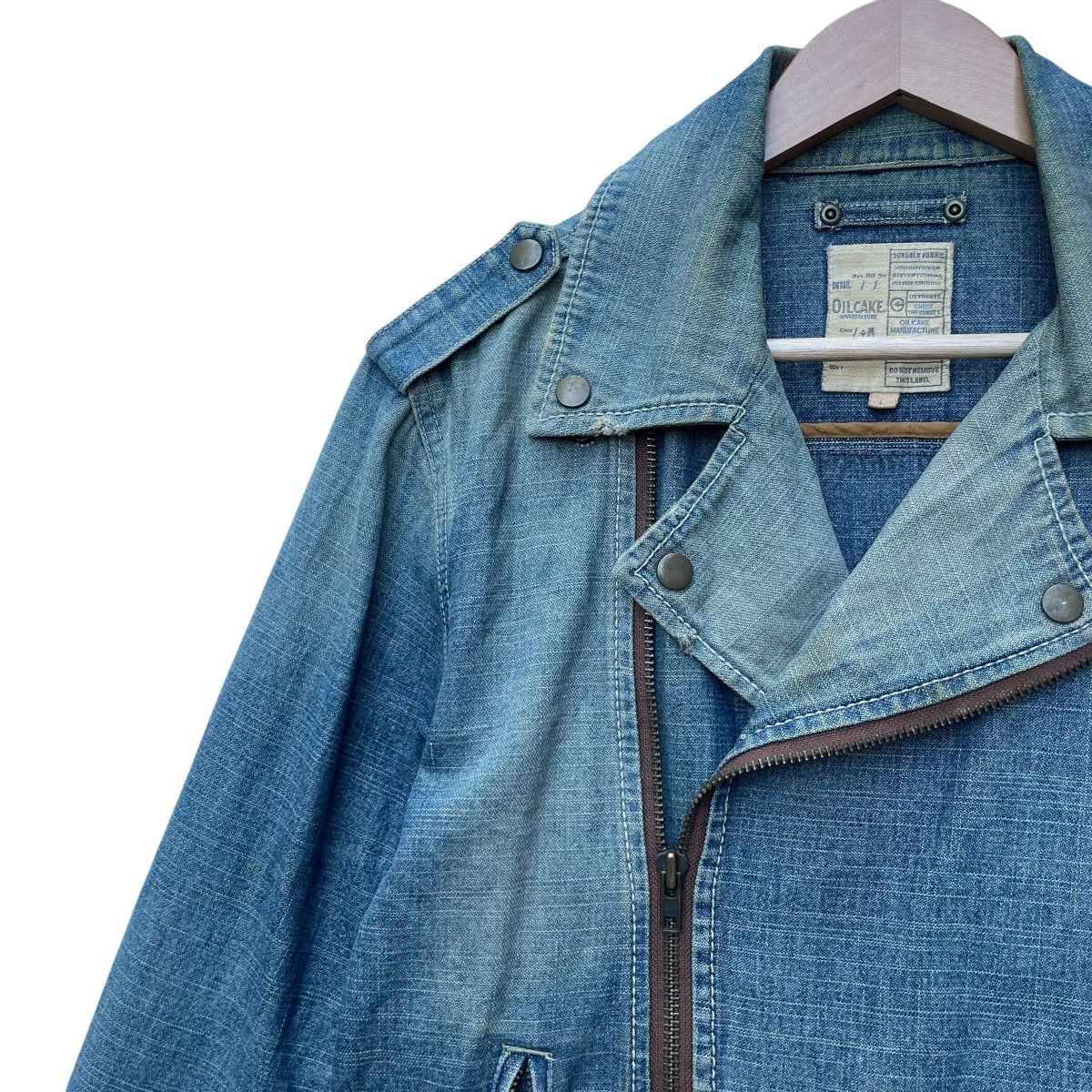 Ekam × Hein Gericke × Japanese Brand 💥Oil Cake Biker Denim Double Collar Jacket Size US M / EU 48-50 / 2 - 3 Thumbnail