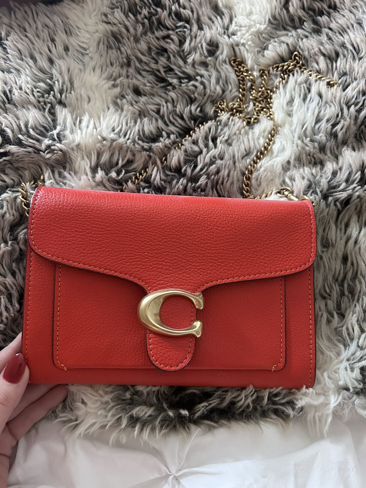 Coach Coach Red Orange Leather Tabby Chain Bag Size ONE SIZE - 1 Thumbnail
