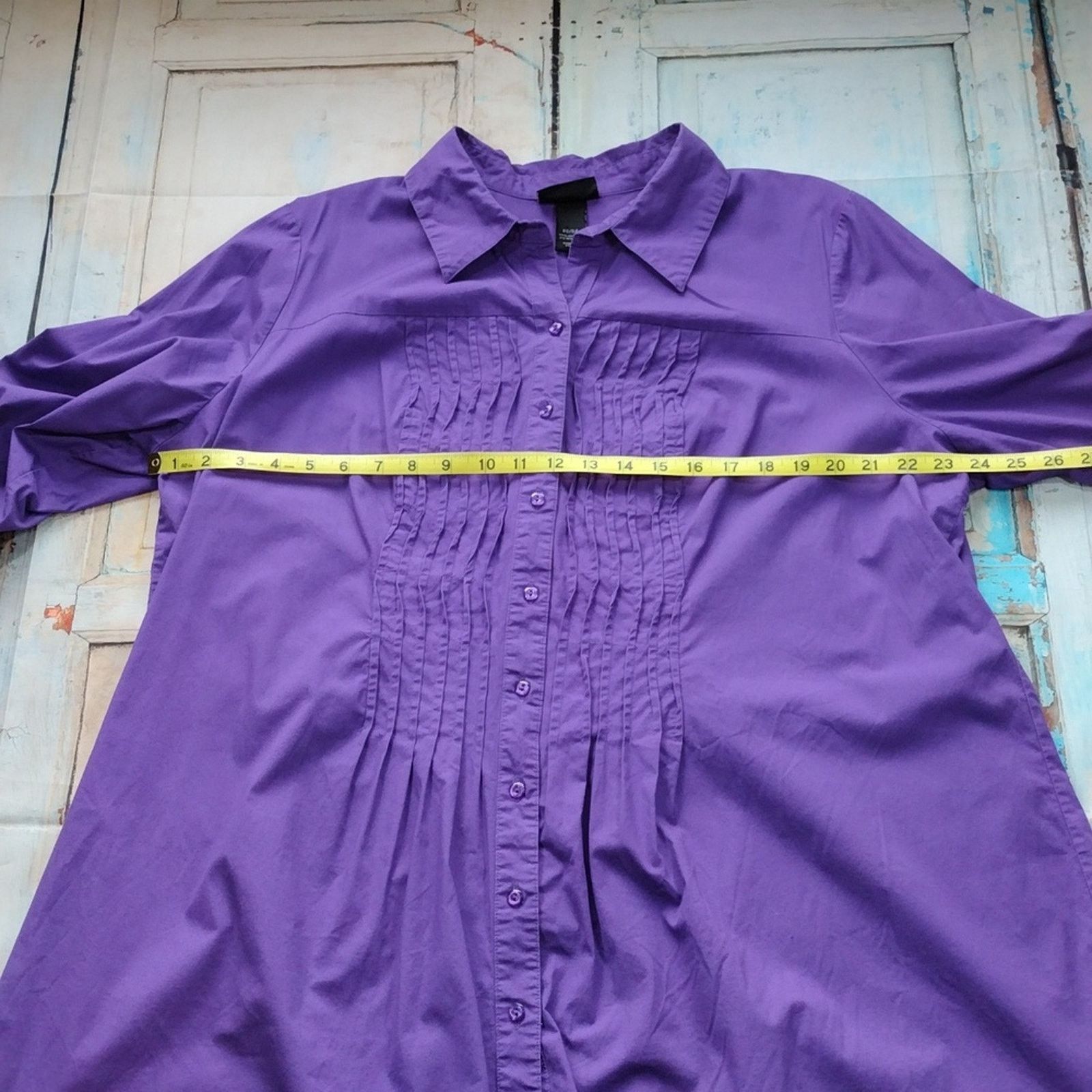 Other Lane Bryant Purple Long Sleeve Button Down Cotton Shirt Size 3XL / US 20-22 - 8 Thumbnail