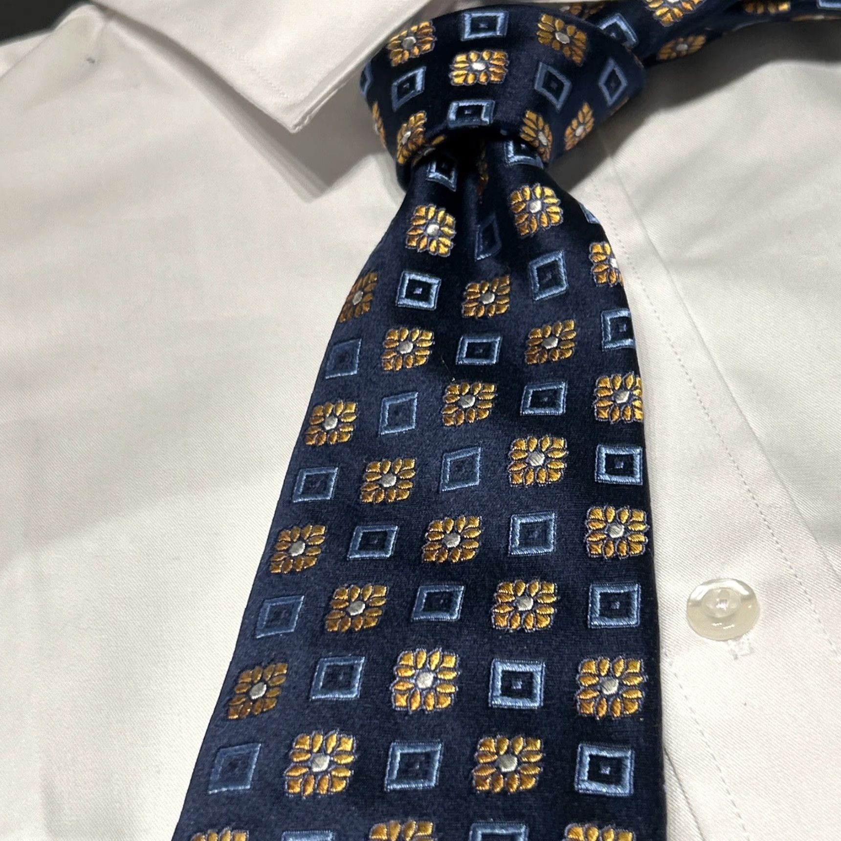 Robert Talbott Robert Talbott Tie Blue Orange Floral Silk Tie Made In USA Best of Class Luxury Silk Tie Mens Size ONE SIZE - 4 Thumbnail