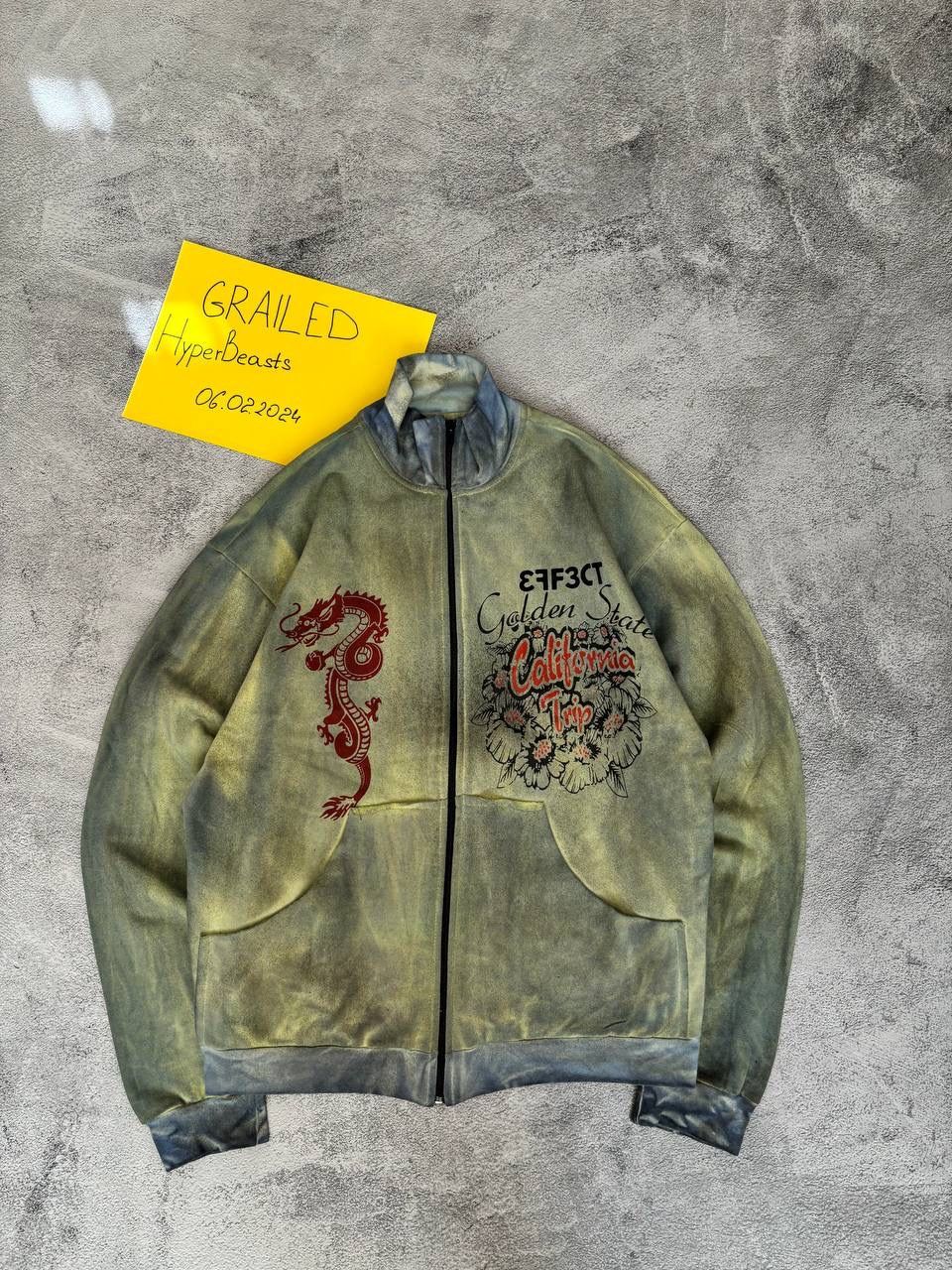 Pre-owned Christian Audigier X Ed Hardy Distressed Ed Hardy Style Faded Sweatshirt In Green