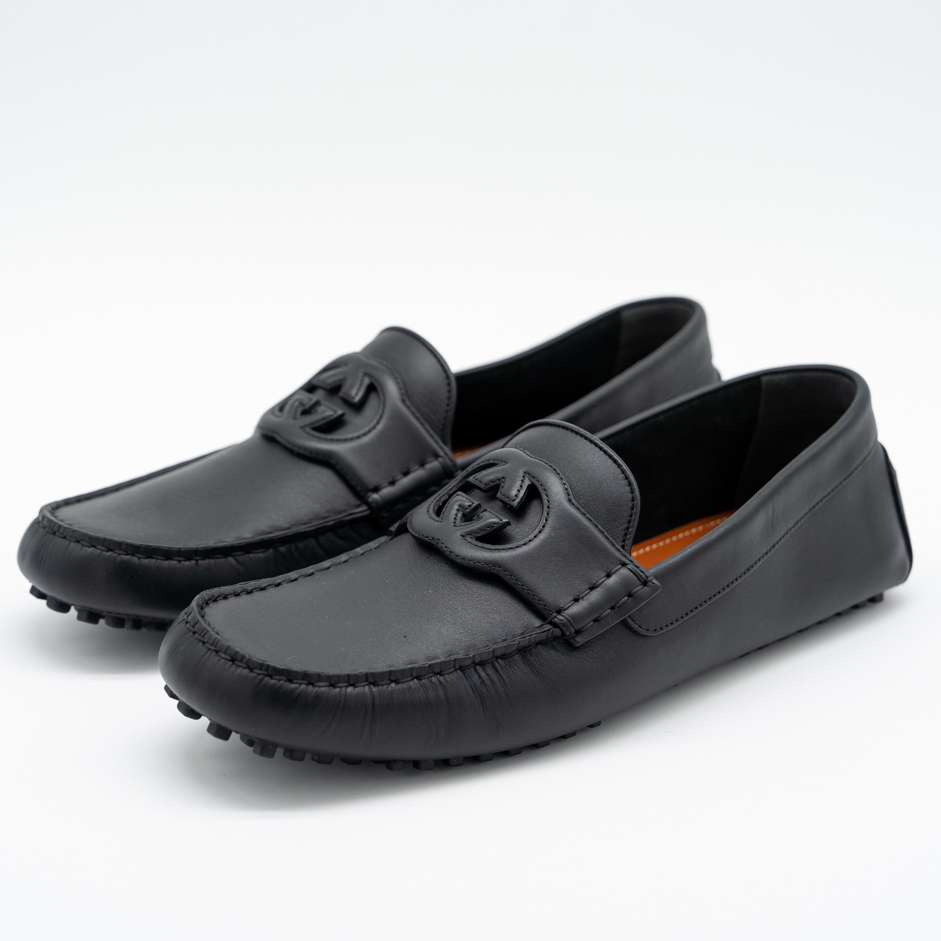 Gucci 13.5 US Gucci GG Leather Moccasin Driver Black Loafers Size US 13 / EU 46 - 1 Thumbnail
