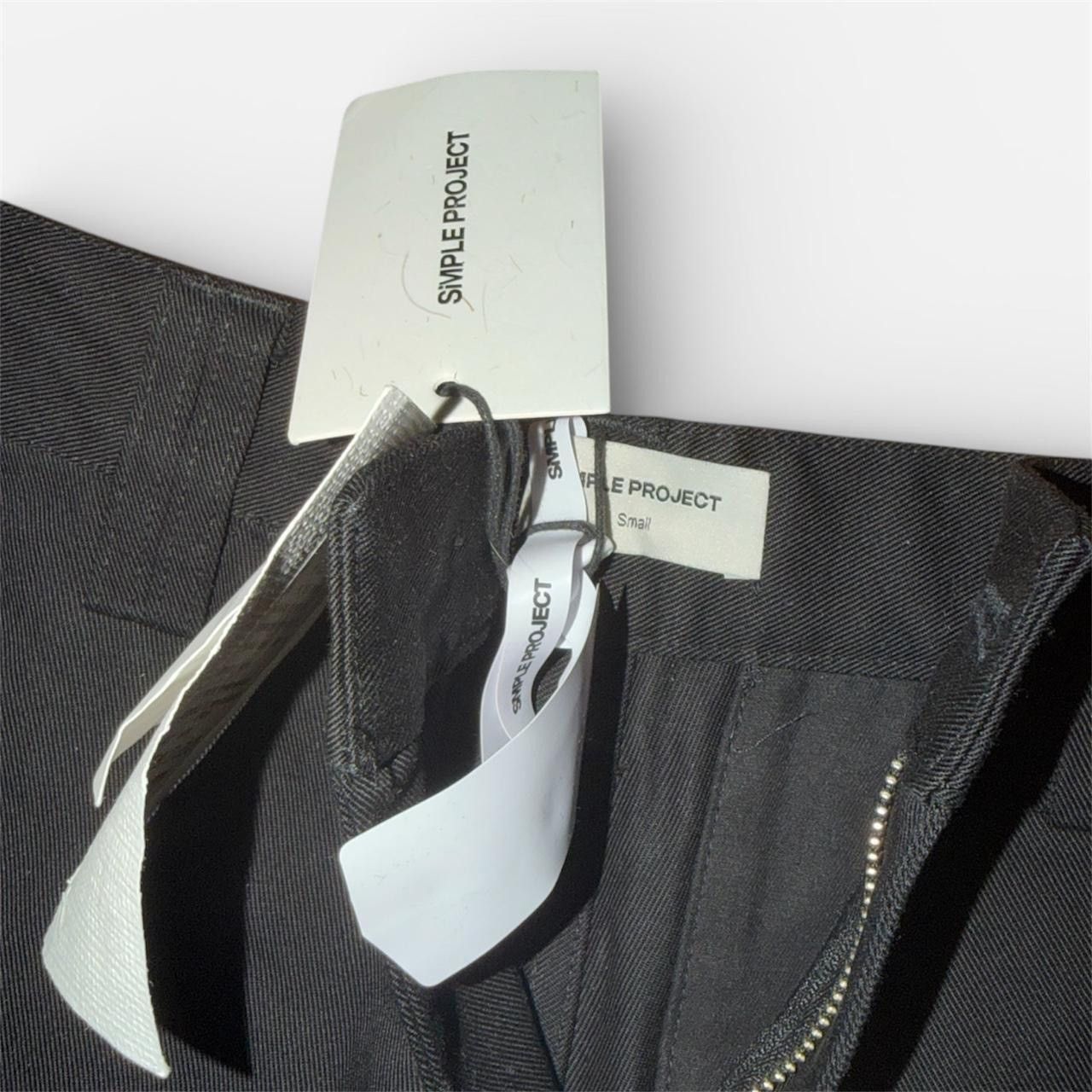 SIMPLE PROJECT Simple Project Black Wide-Leg Cotton Trousers + Darted Knees Size US 29 - 5 Thumbnail