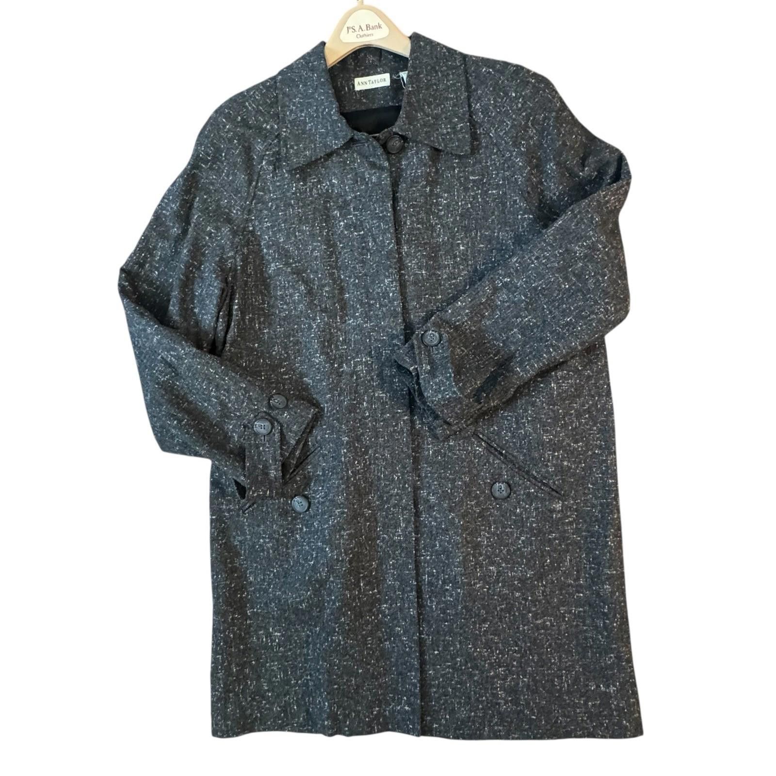 Ann Taylor Vintage Ann Taylor Tweed Coat Gray Button Front Size Large Size L / US 10 / IT 46 - 1 Thumbnail
