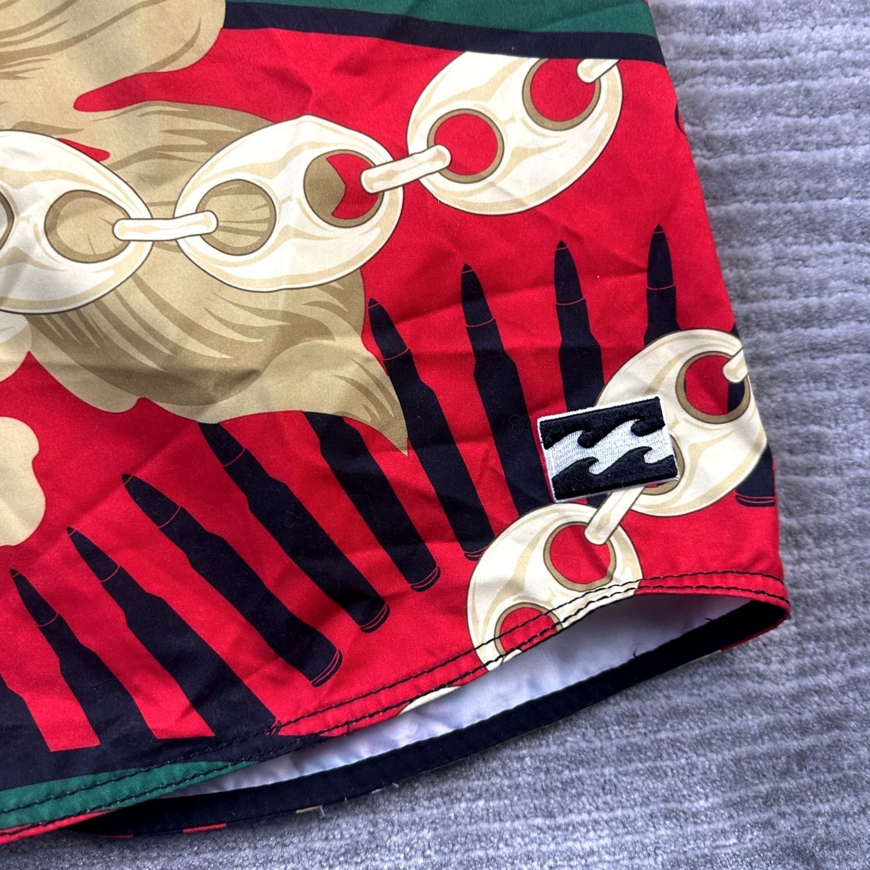 Billabong Billabong Swim Trunks Mens 34 Red Striped Pockets Drawstring Elastic Waist Lightweight Polyester Spandex Boardshort Vintage: No Size 34R - 4 Thumbnail