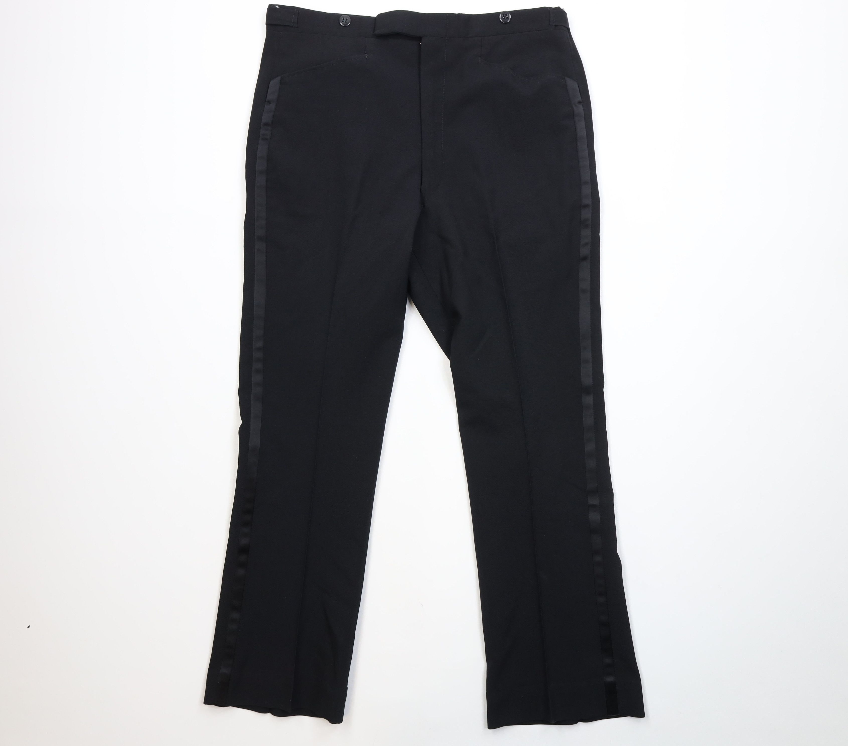 Vintage Vintage 60s 70s Streetwear Wool Flared Tuxedo Pants USA Size US 34 / EU 50 - 1 Thumbnail