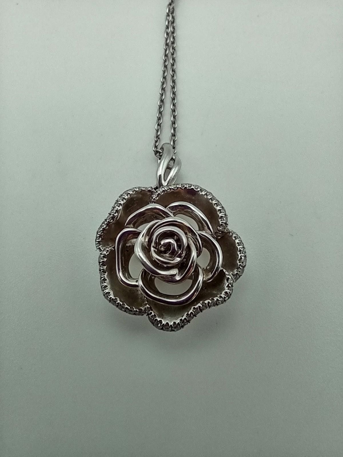 Other Vera Wang LOVE Sterling Diamond Rose Pendant Necklace Size ONE SIZE - 1 Thumbnail