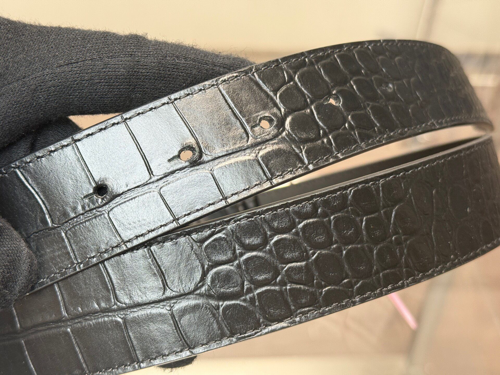 Balenciaga Balenciaga size100 Black double B-lock buckle calf leather Size ONE SIZE - 4 Thumbnail
