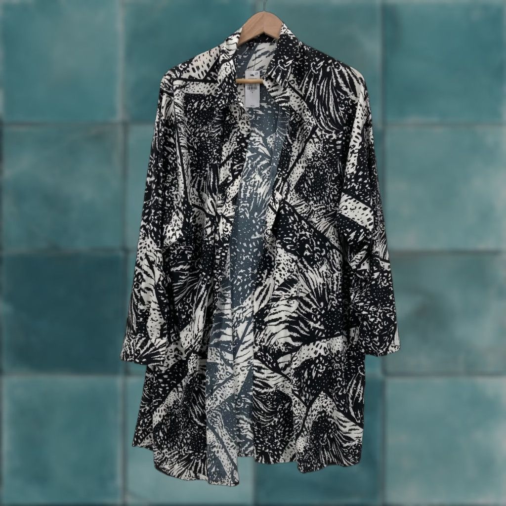 Express Express Portofino Shirt Dress Womens M Black White Abstract Print Button Up Shirt Dress Size M / US 6-8 / IT 42-44 - 1 Thumbnail