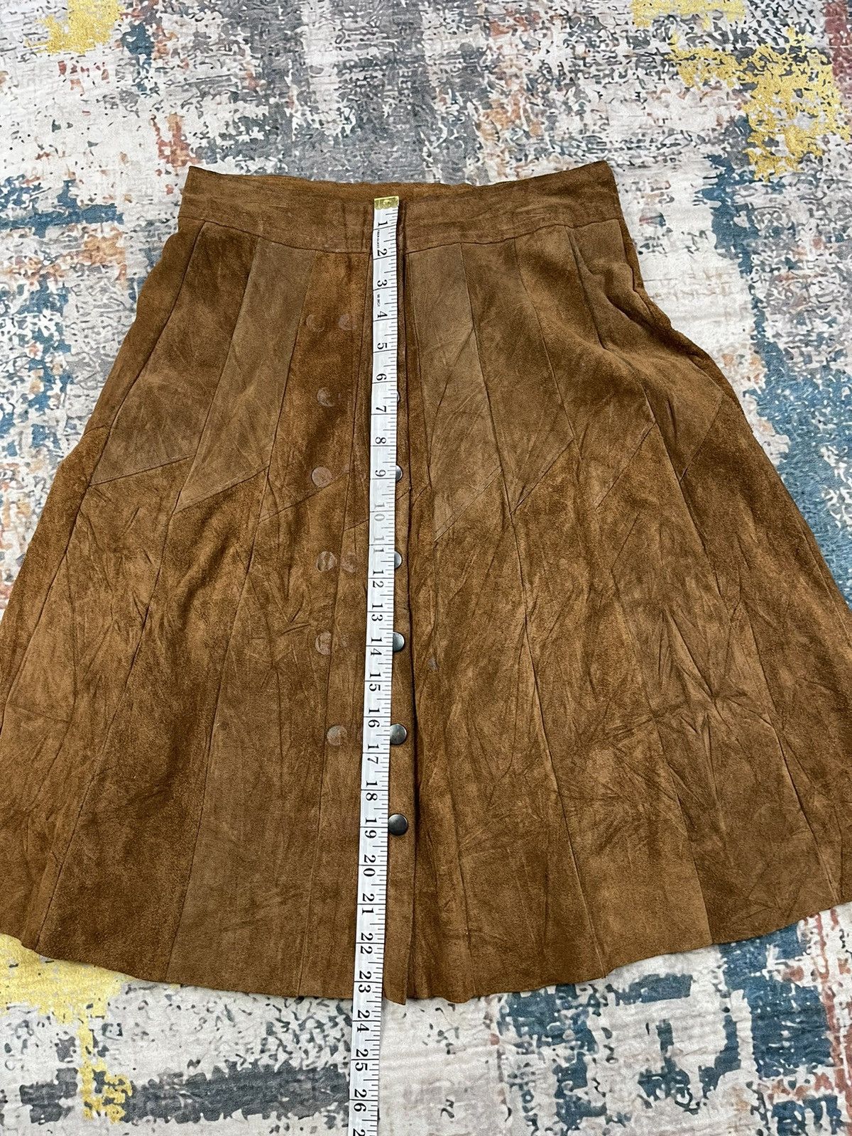 Leather Vintage Suede Leather Button Wrap Flared Skirt Size 27" / US 4 / IT 40 - 9 Thumbnail