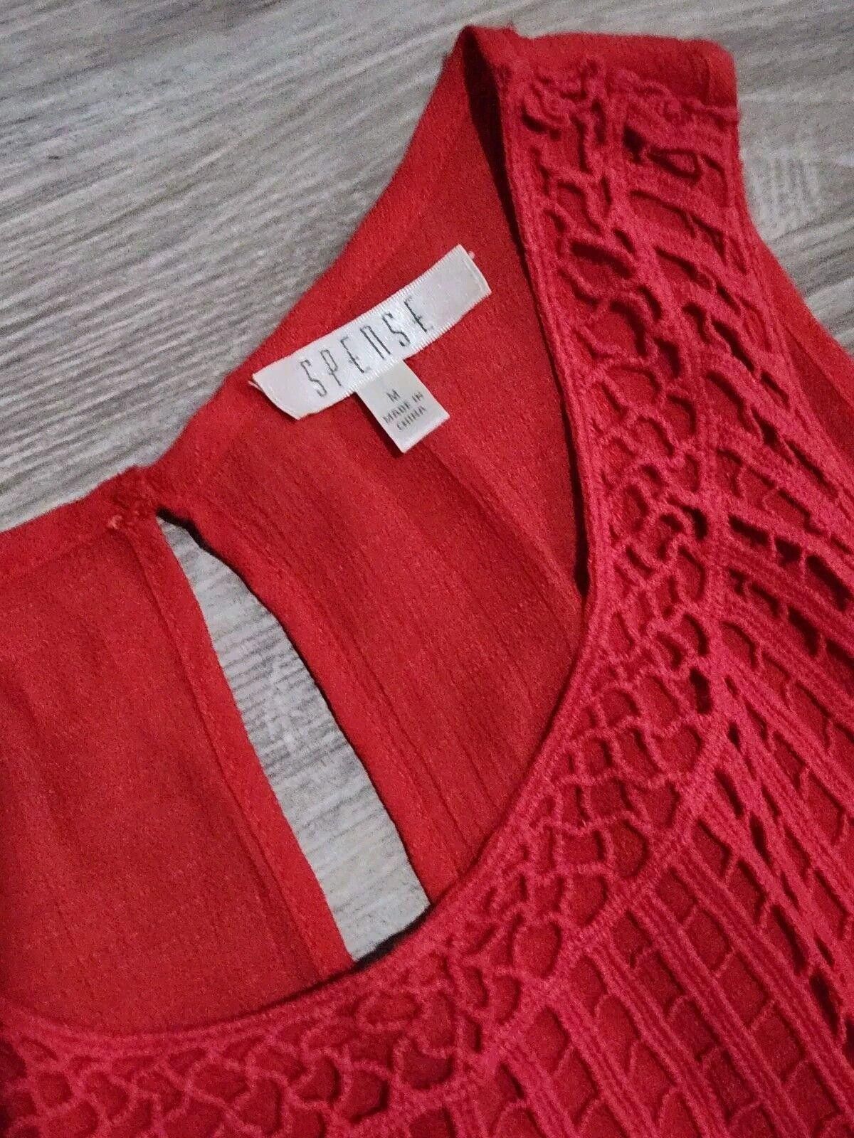 SSENSE Spense Tank Top Medium Crochet Coral Red Sleeveless Shirt Size M / US 6-8 / IT 42-44 - 2 Thumbnail