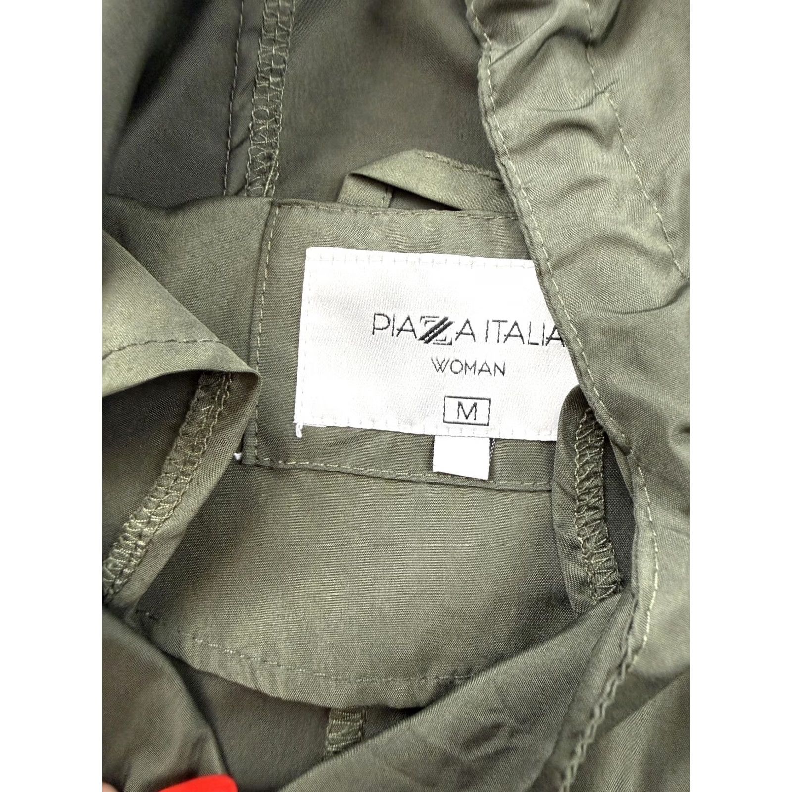 Vintage Piazza Italia Coat Womens Medium Green Hooded Fishtail Parka Full Zip Pockets Size M / US 6-8 / IT 42-44 - 3 Thumbnail