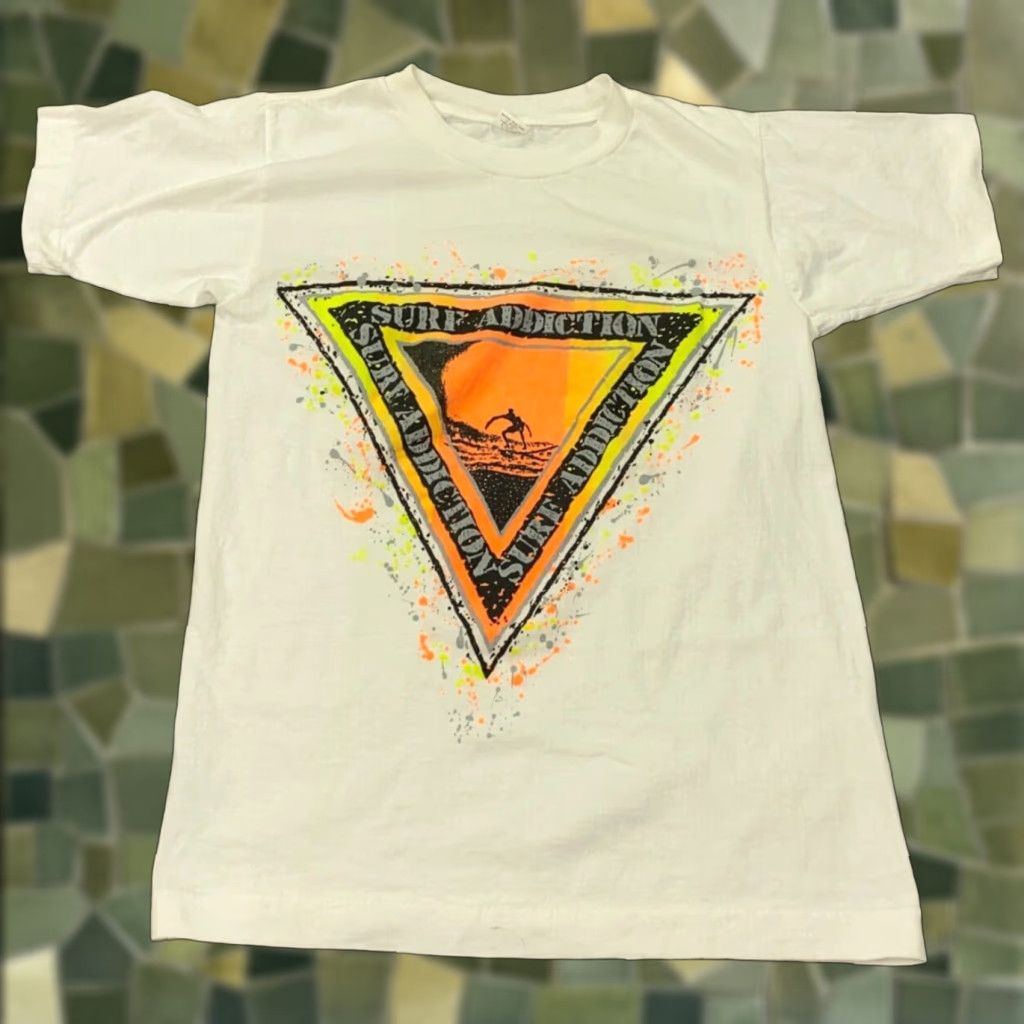 Vintage VINTAGE Surf Addiction Mens Shirt S White Beach California Graphic Print 80s 90s Retro T-Shirt Crew Neck Short Sleeve Cotton Jersey Size US S / EU 44-46 / 1 - 1 Thumbnail