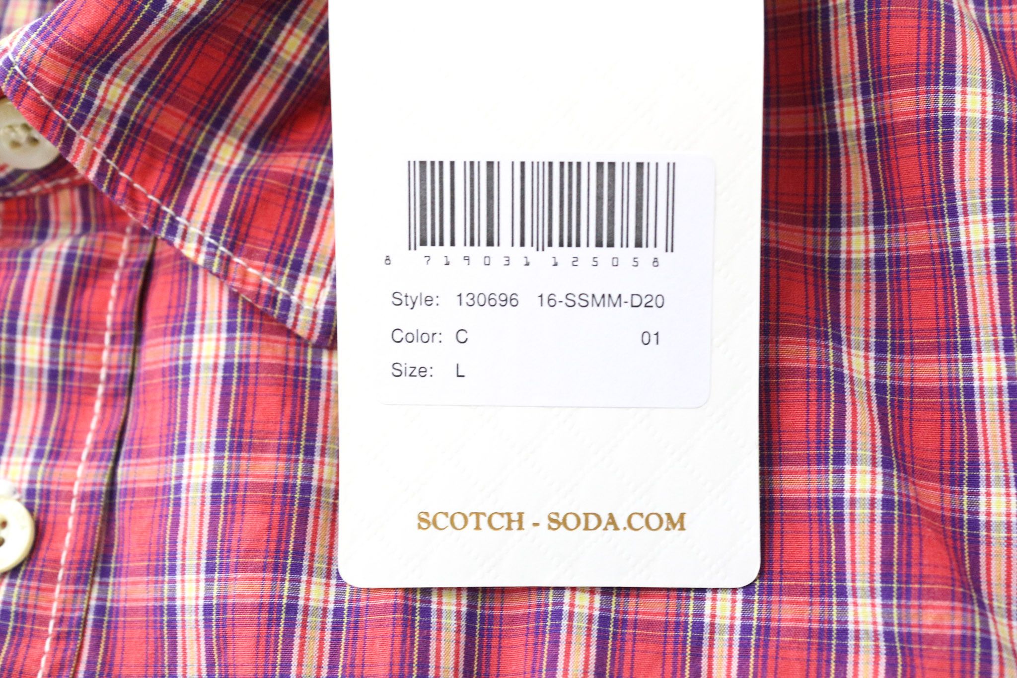 Scotch & Soda AMS COUTURE L Red Cotton Checked Pocket Shirt 76122 Size US L / EU 52-54 / 3 - 5 Thumbnail