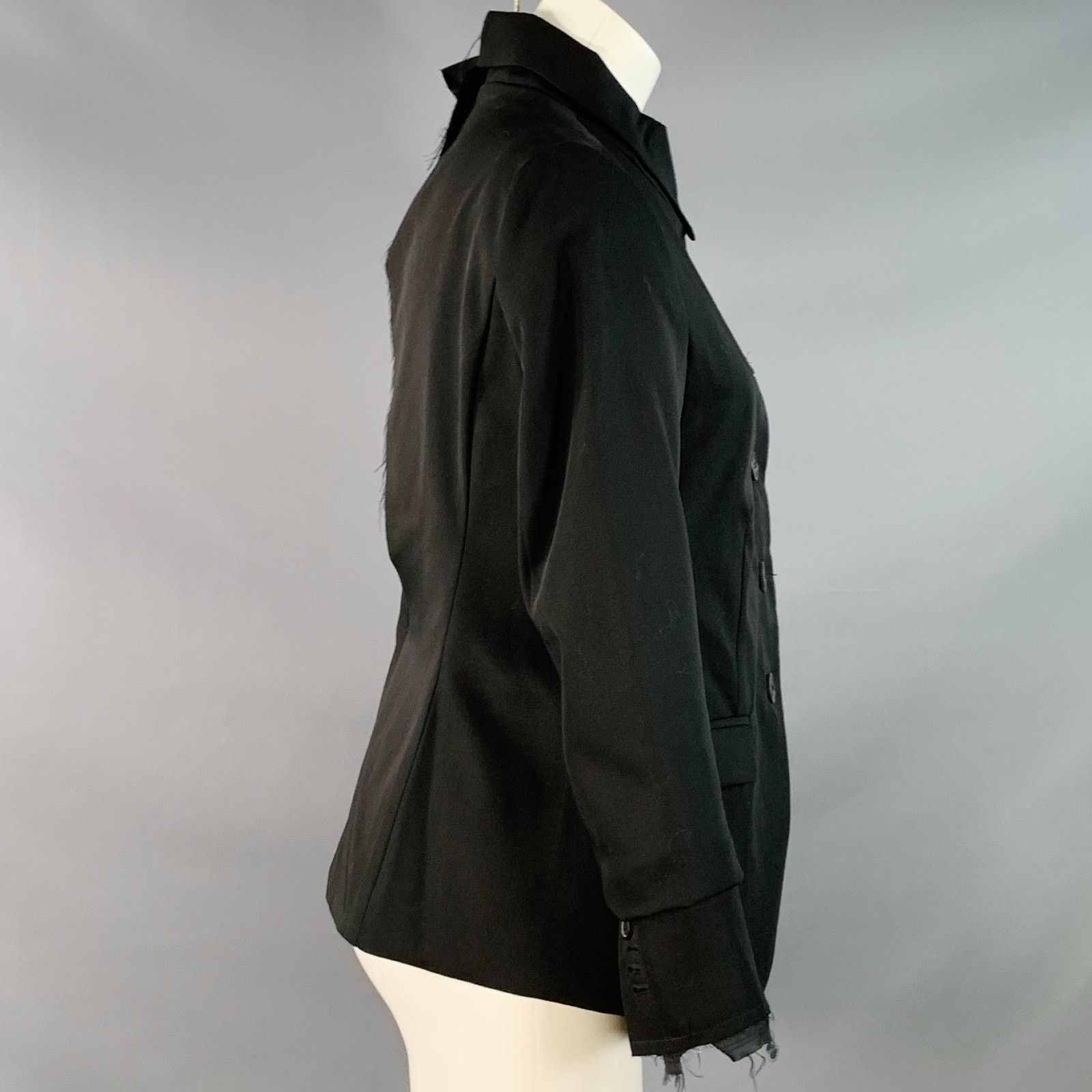 Rundholz XS Black Virgin Wool Distressed Layered Open Back Blazer Size XS / US 0-2 / IT 36-38 - 3 Thumbnail