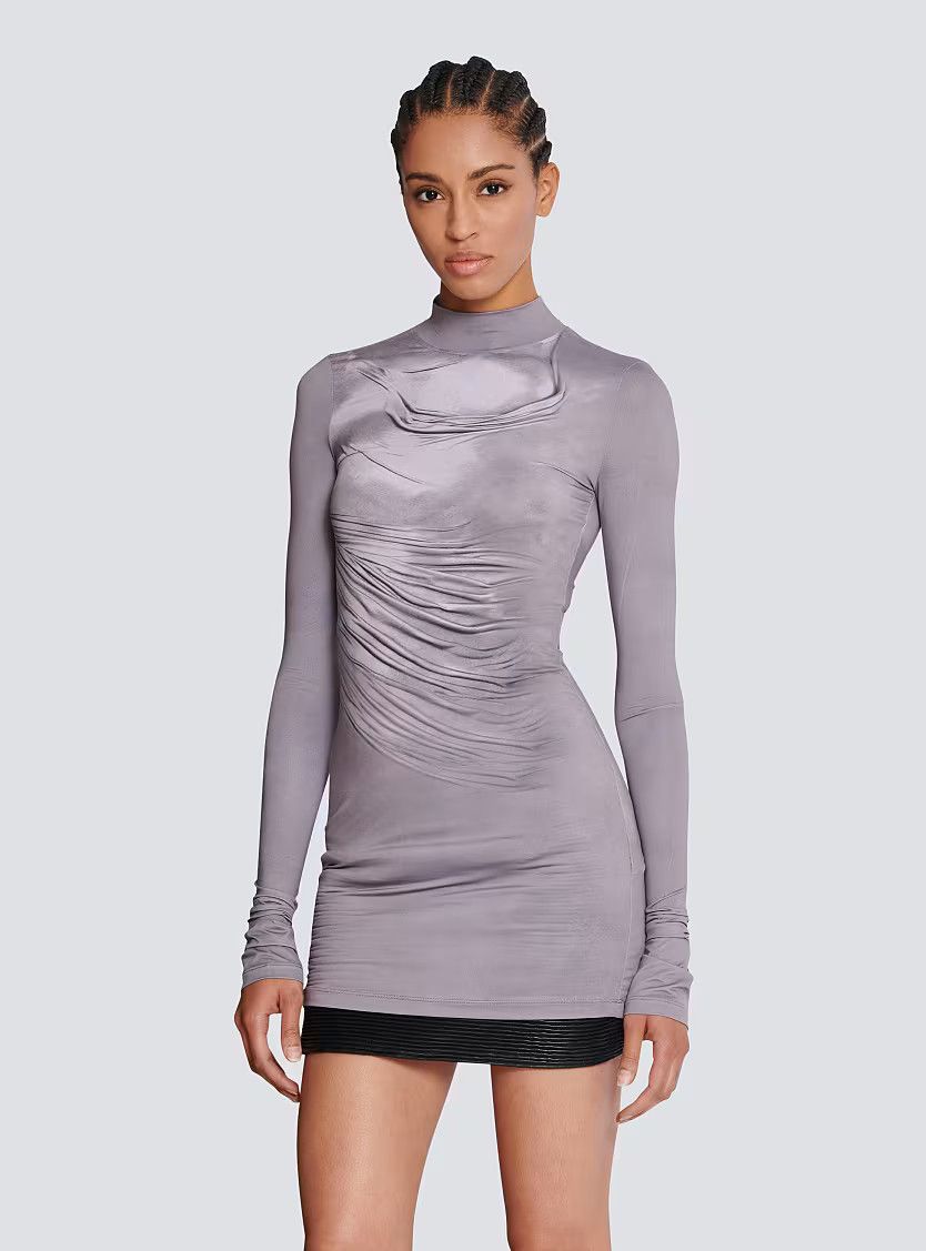 Balmain o1s1wg111225 Top With Stand Up Collar in Grey Size S / US 4 / IT 40 - 5 Thumbnail