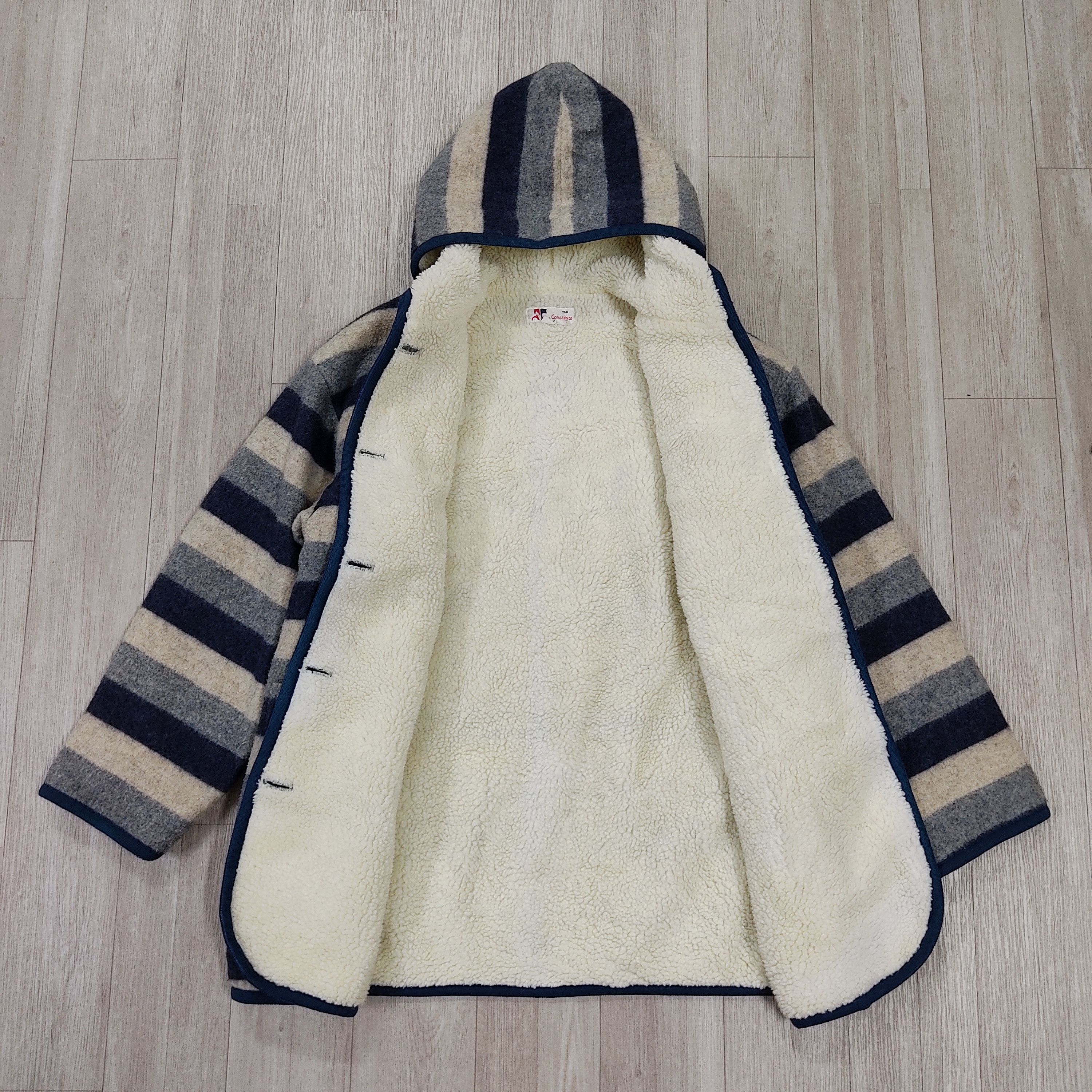 Courreges Courreges Striped Fleece Lining Hooded Hippie Jacket Size US M / EU 48-50 / 2 - 8 Thumbnail