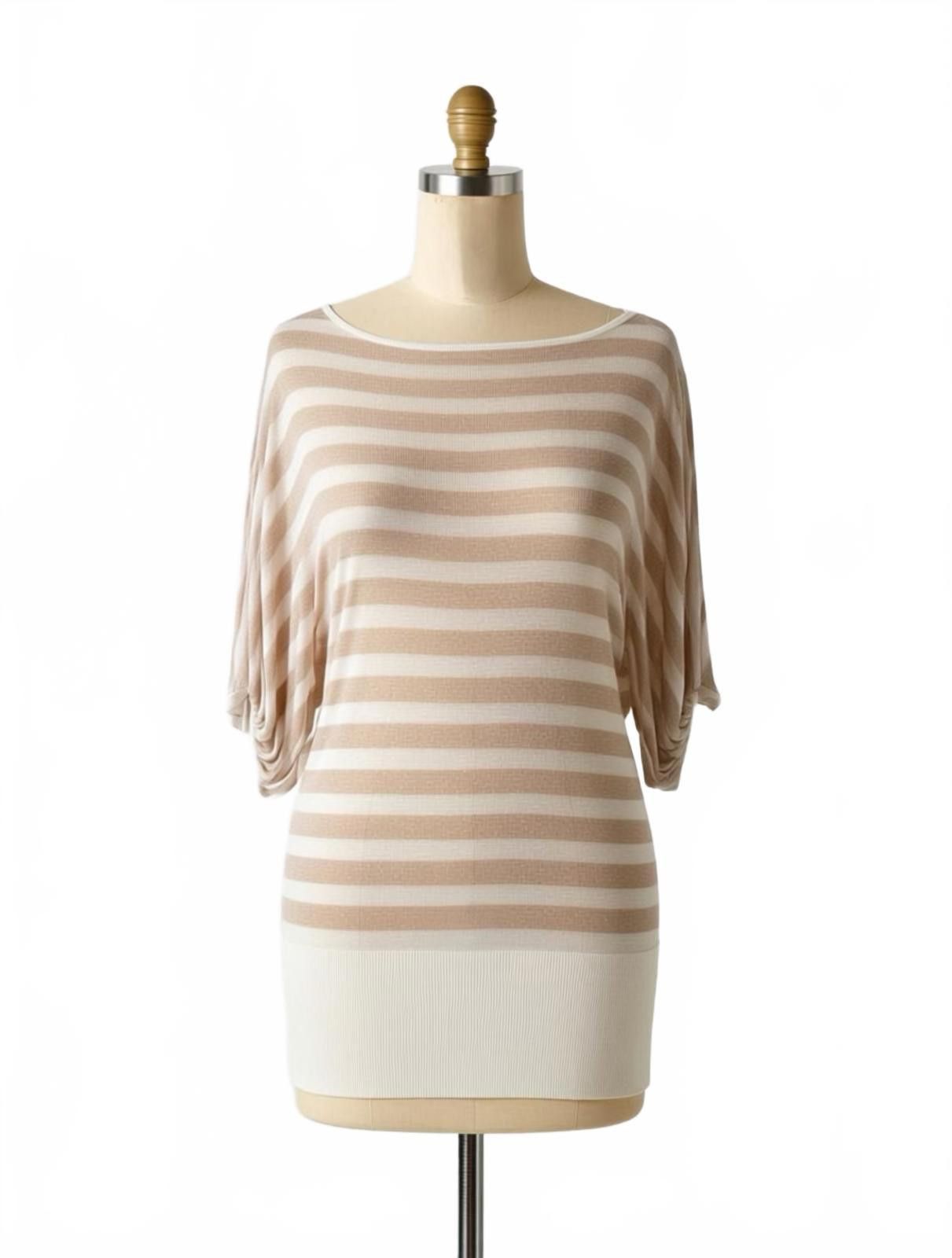 Other White House Black Market Beige and White Striped Knit Top, M Size M / US 6-8 / IT 42-44 - 1 Thumbnail