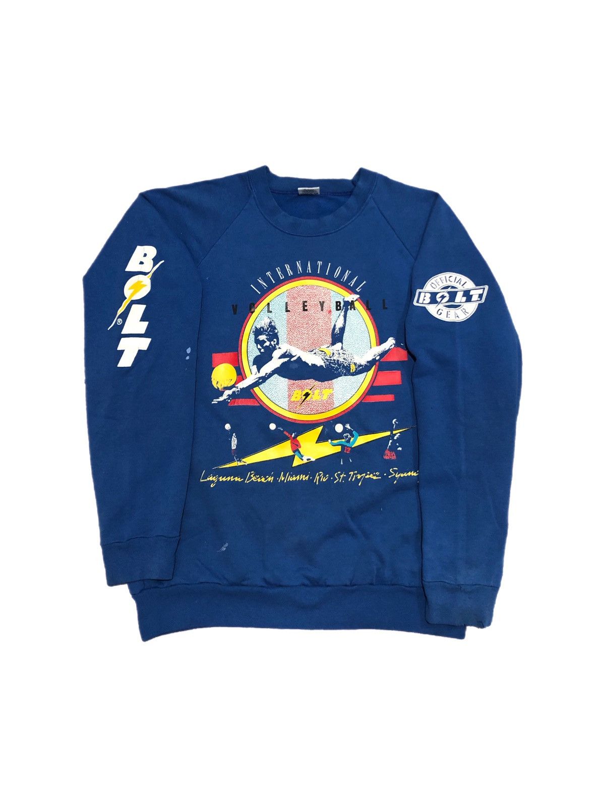 Lightning Bolt × Vintage Vtg 90s Bolt Beach Volleyball Sweatshirt Size US XL / EU 56 / 4 - 1 Thumbnail