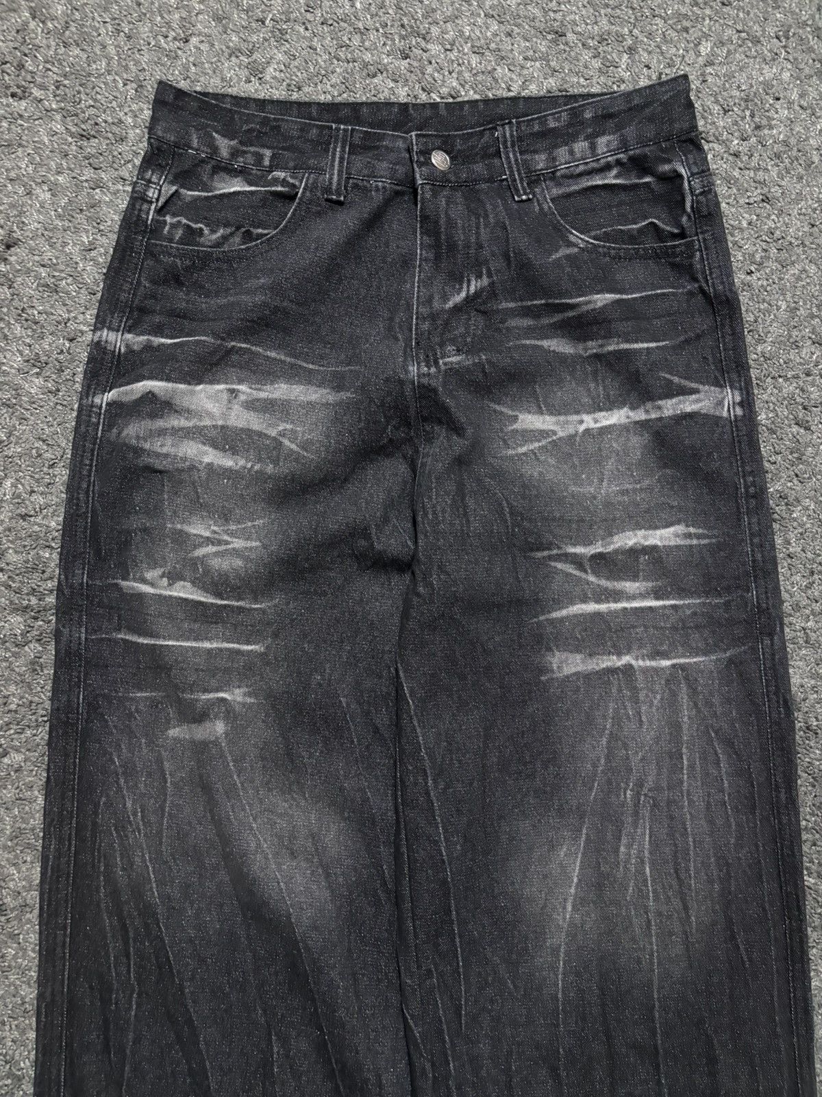 JNCO Vintage very rare wavy gradiant black washed baggy jeans Size US 32 / EU 48 - 4 Thumbnail