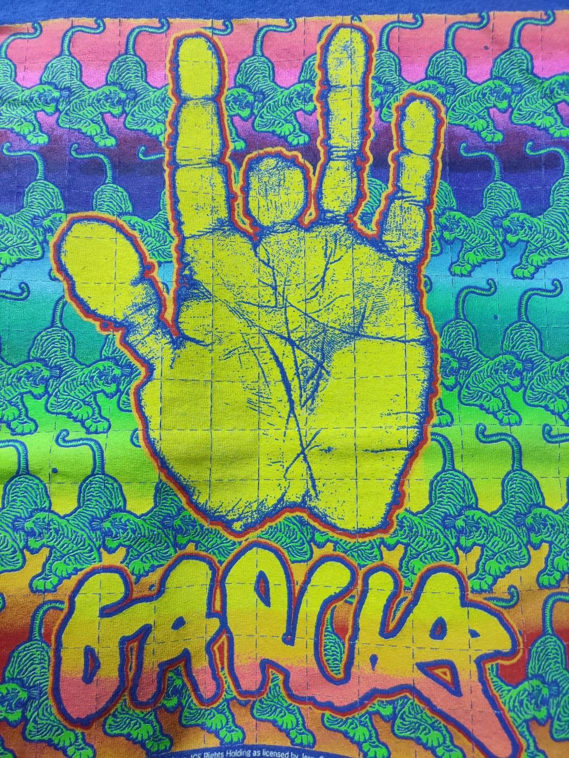 Grateful Dead Vtg Jerry Garcia Tiger Print Hand Psychedelic T-Shirt Size US L / EU 52-54 / 3 - 3 Thumbnail