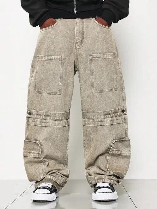 Japanese Brand × Vintage Cargo Baggy Vintage 90s Jeans Denim Size US 35 - 3 Thumbnail
