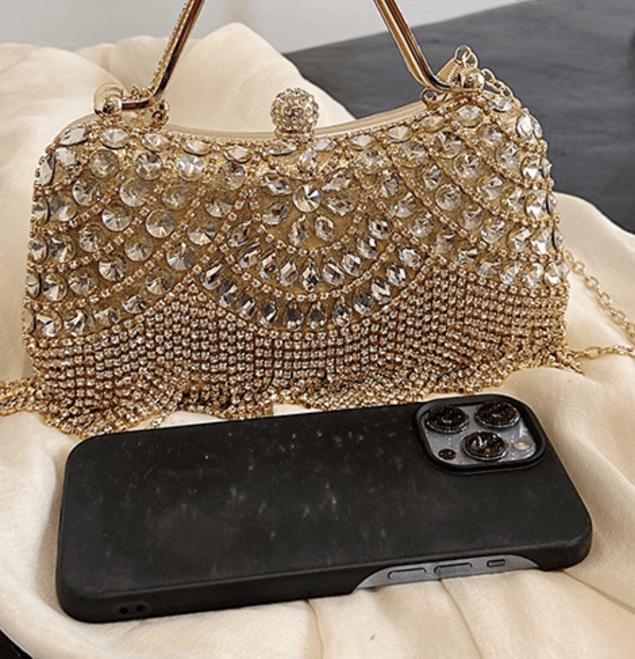 Japanese Brand Rhinestone Tassel Evening Clutch Bag Size ONE SIZE - 5 Thumbnail