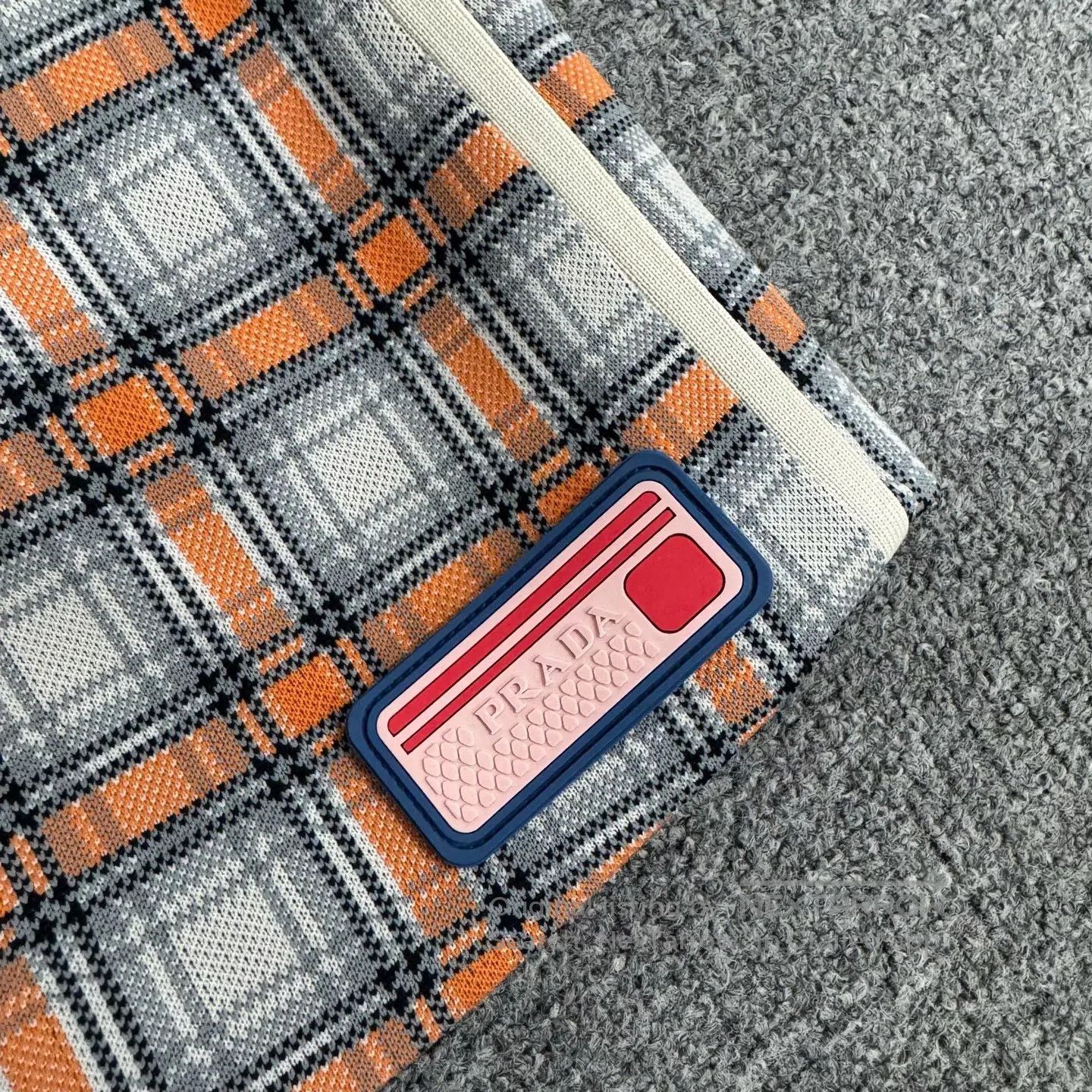 Prada Prada size 42 Orange-gray checkered A-line skirt| Size 31" - 6 Thumbnail