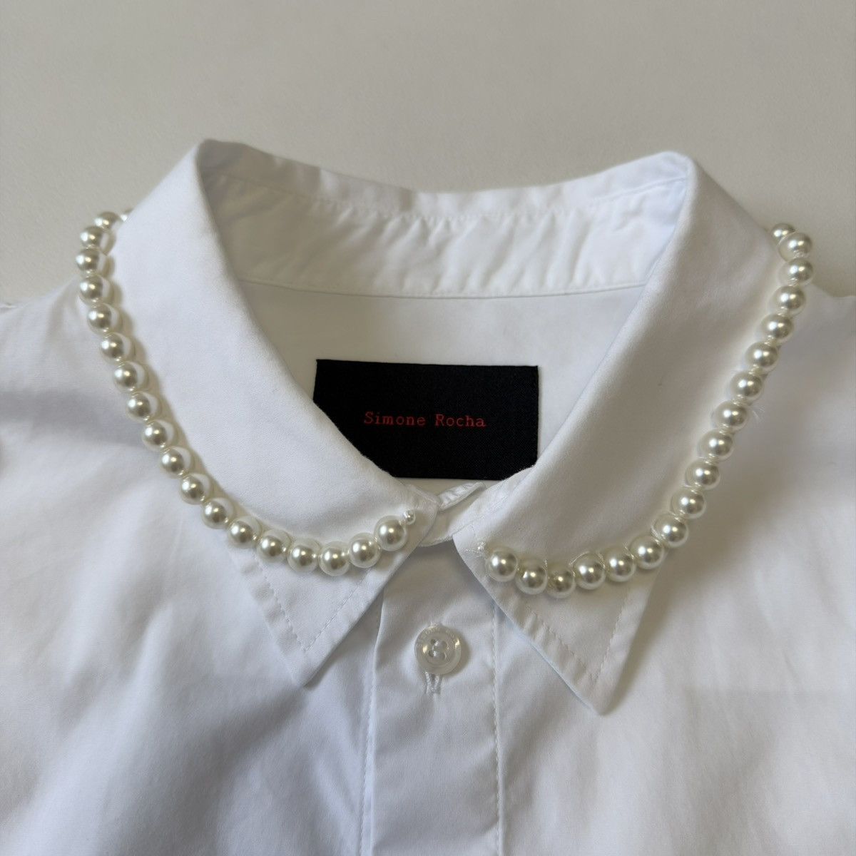 Simone Rocha White Cotton Shirt With Pearl Collar Size US M / EU 48-50 / 2 - 4 Thumbnail
