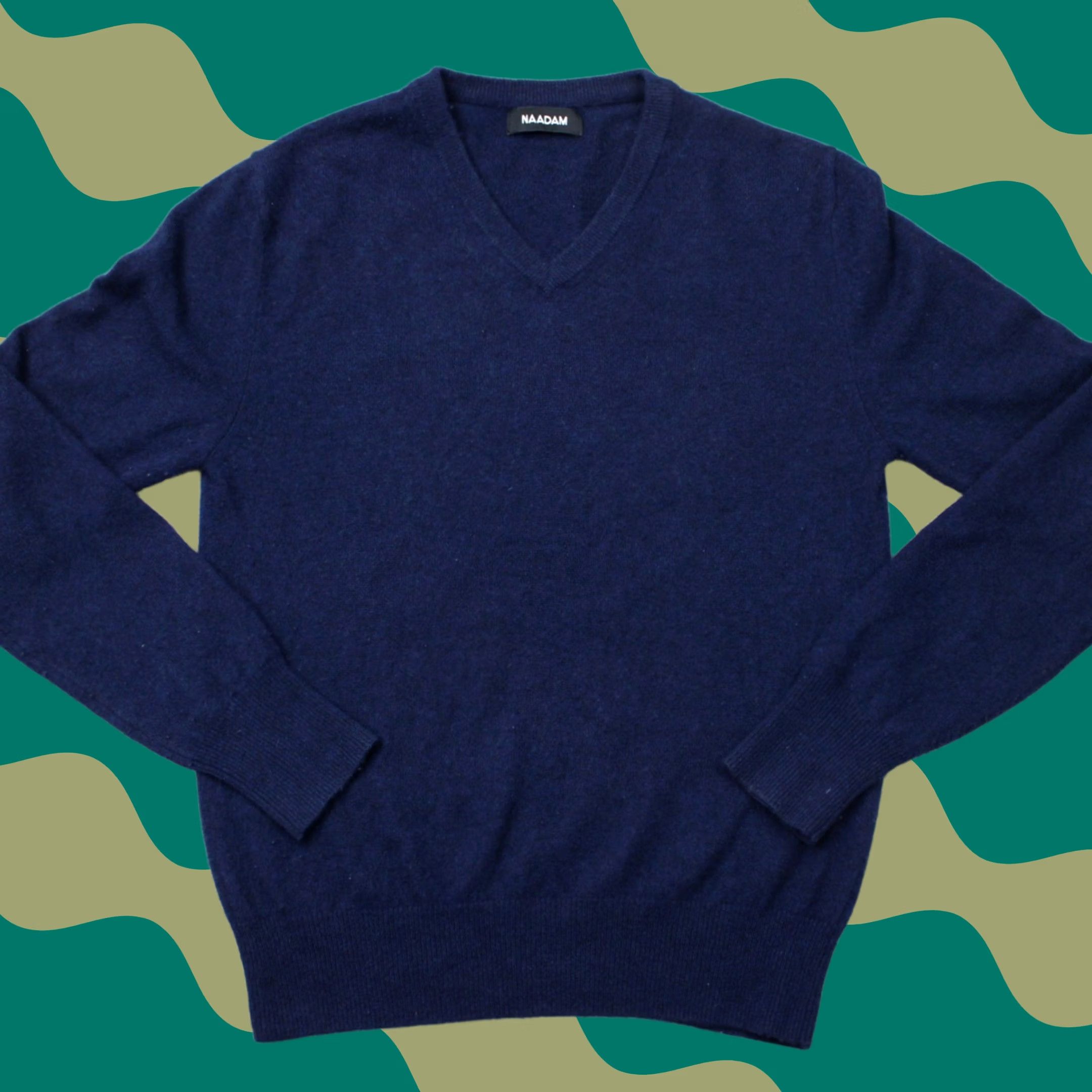 NAADAM Naadam Mens XS Blue 100% Cashmere V-Neck Long Sleeve Pullover Sweater Size US XS / EU 42 / 0 - 1 Thumbnail