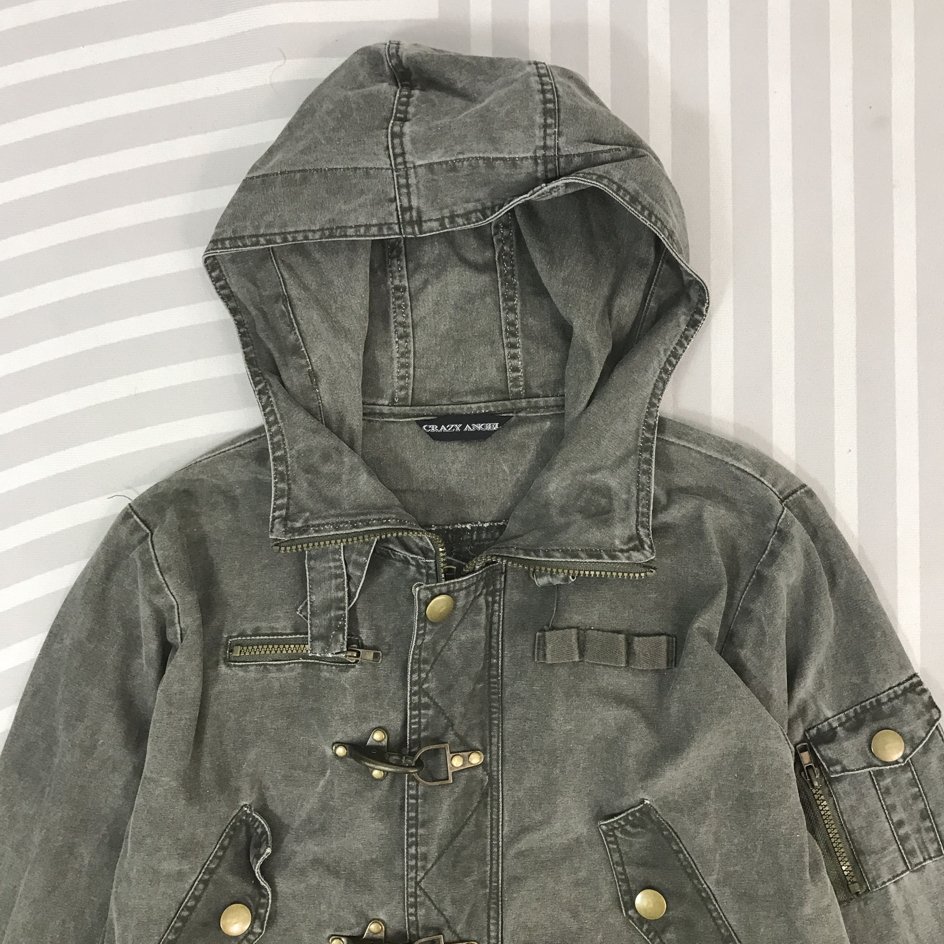 Japanese Brand × Vintage Vintage Crazy Angel Black Faded Hoodie Jacket Size US L / EU 52-54 / 3 - 2 Thumbnail