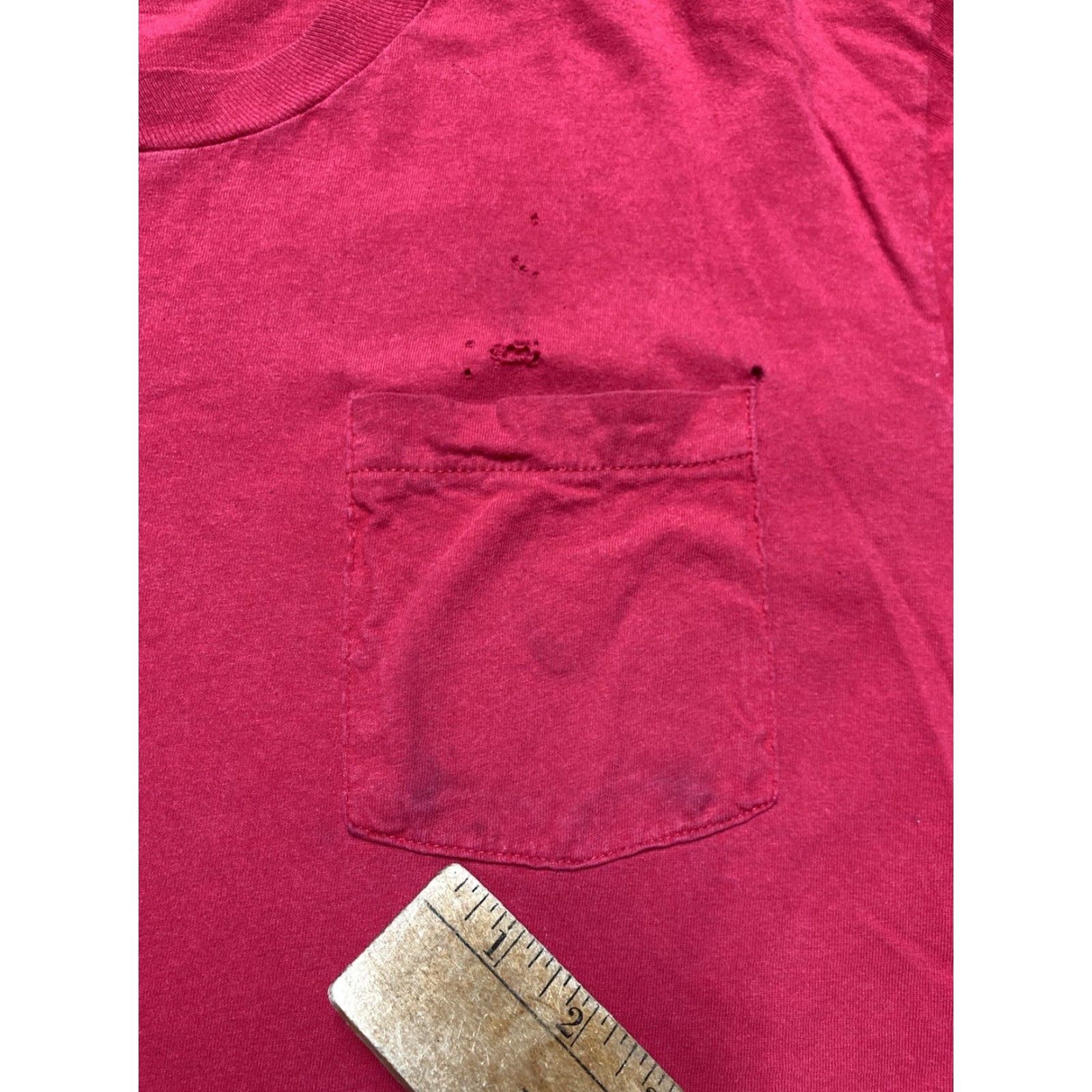 Fruit Of The Loom VINTAGE 80s 90s Fruit of the Loom Pocket T-Shirt Red Cotton USA XXL Shirt Men 2XL 90s Distressed Pockets Size US XXL / EU 58 / 5 - 3 Thumbnail
