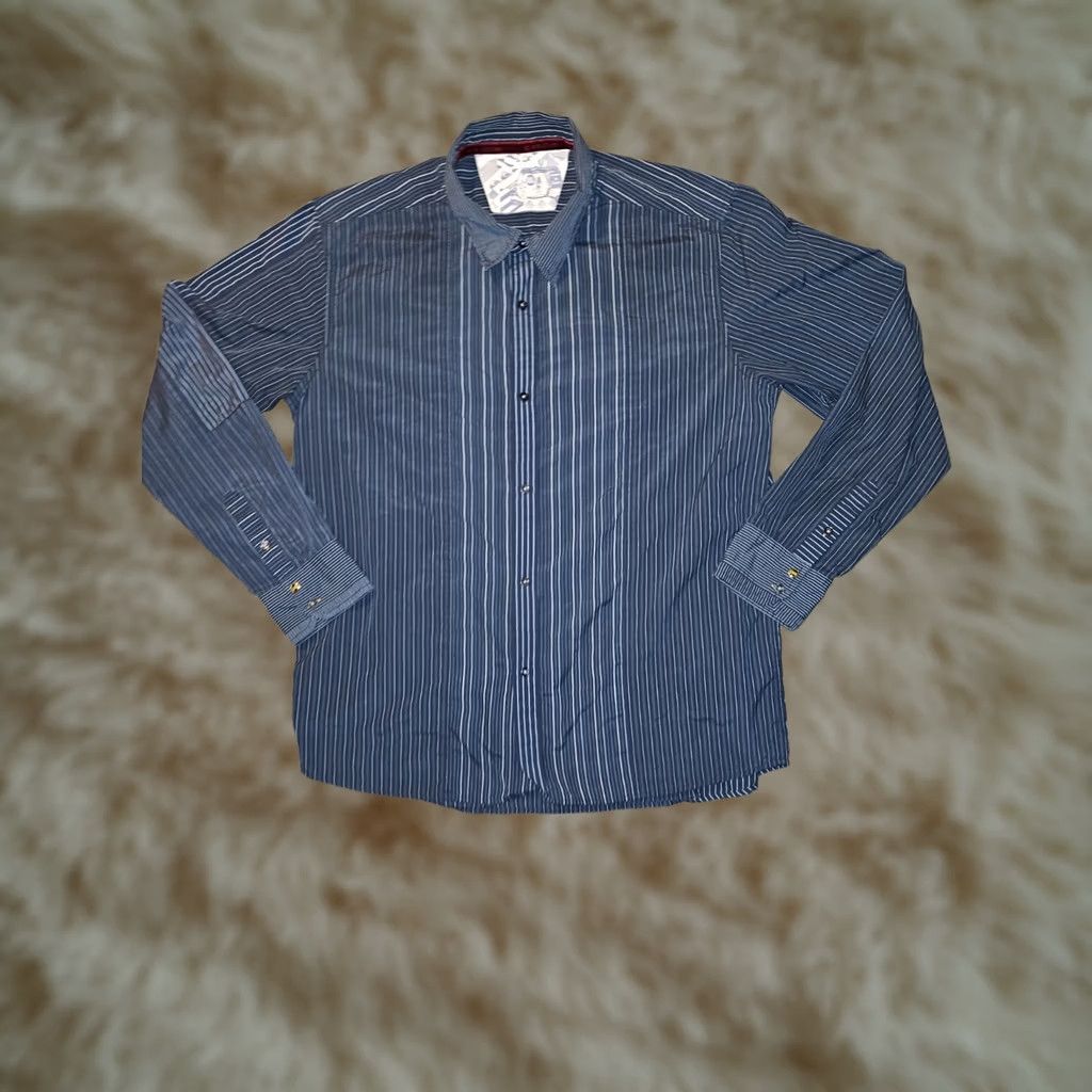 Quiksilver Quicksilver Button Up Shirt Mens XL Long Sleeve Blue Striped 90s Casual Logo Shirt Size US XL / EU 56 / 4 - 1 Thumbnail