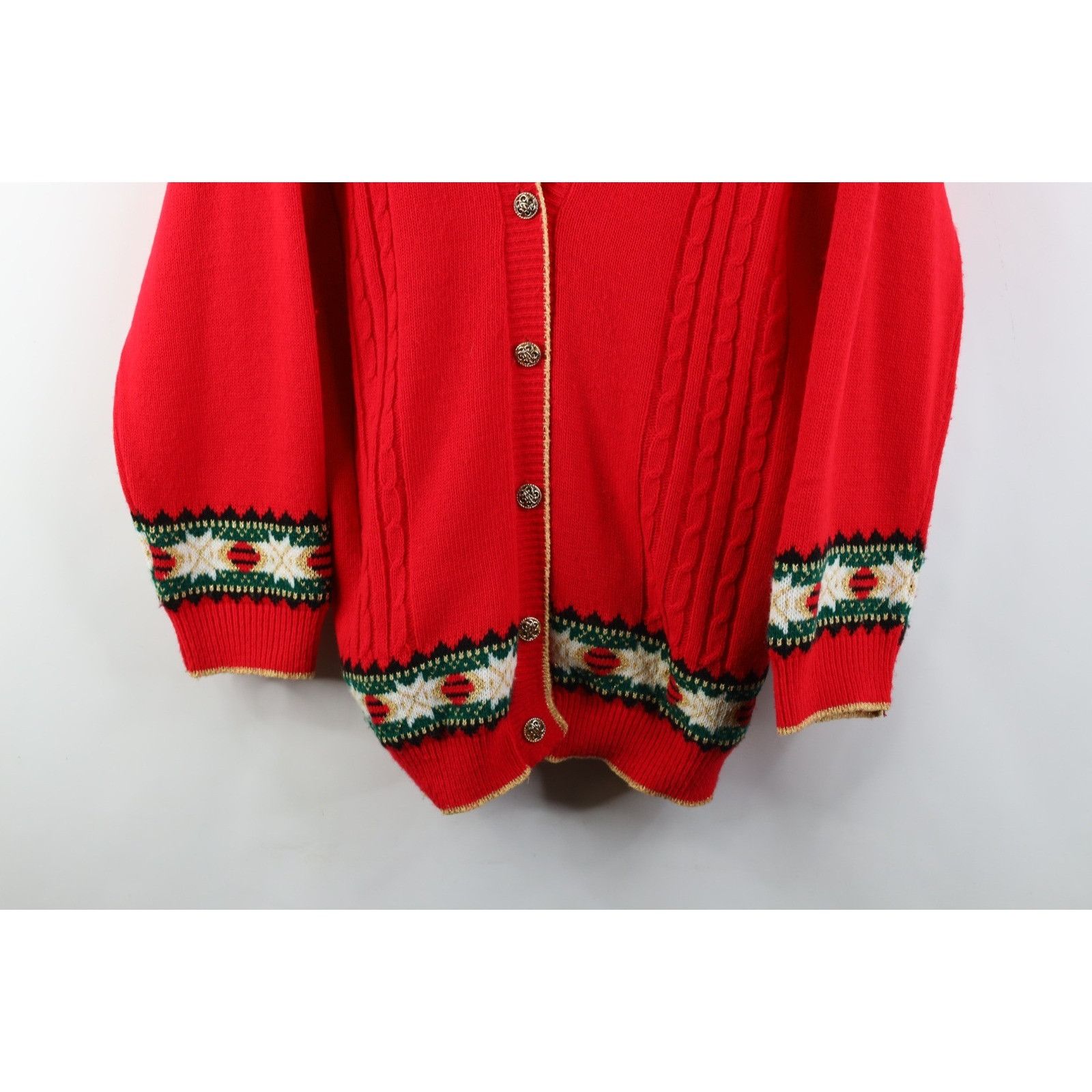 Vintage Vintage 90s Streetwear Christmas Fair Isle Cardigan Sweater Size M / US 6-8 / IT 42-44 - 3 Thumbnail