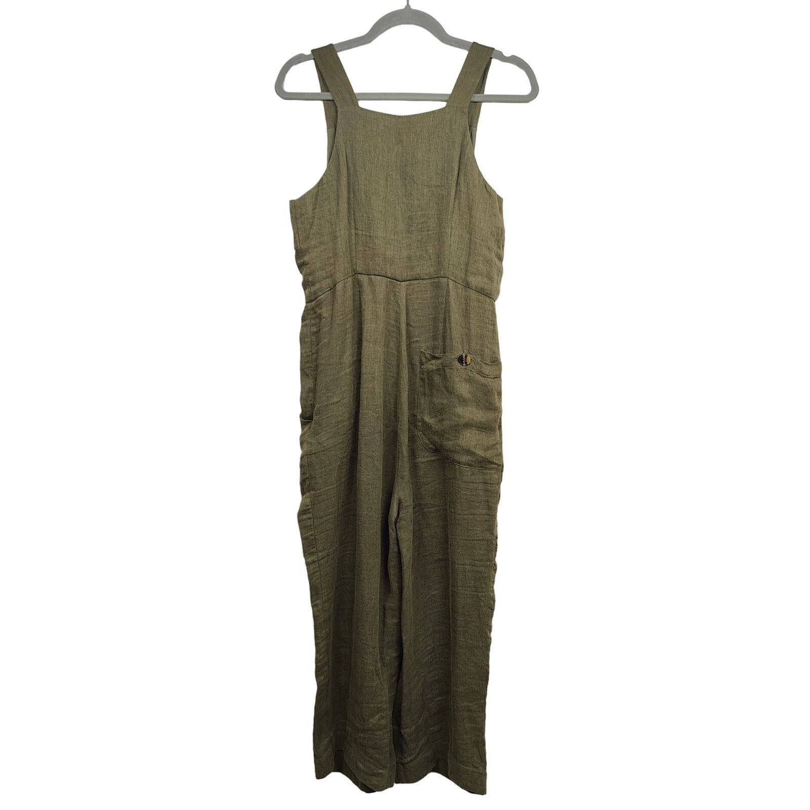 Whistles Whistles Linen Jumpsuit Womens US 6 Olive Green Sleeveless Size 28" / US 6 / IT 42 - 7 Thumbnail