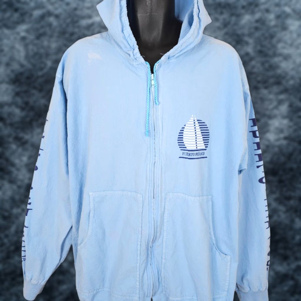 Vintage VINTAGE Puerto Penasco Shirt Hoodie Mens Size XL Blue Full Zip Travel Cotton Size US XL / EU 56 / 4 - 1 Thumbnail