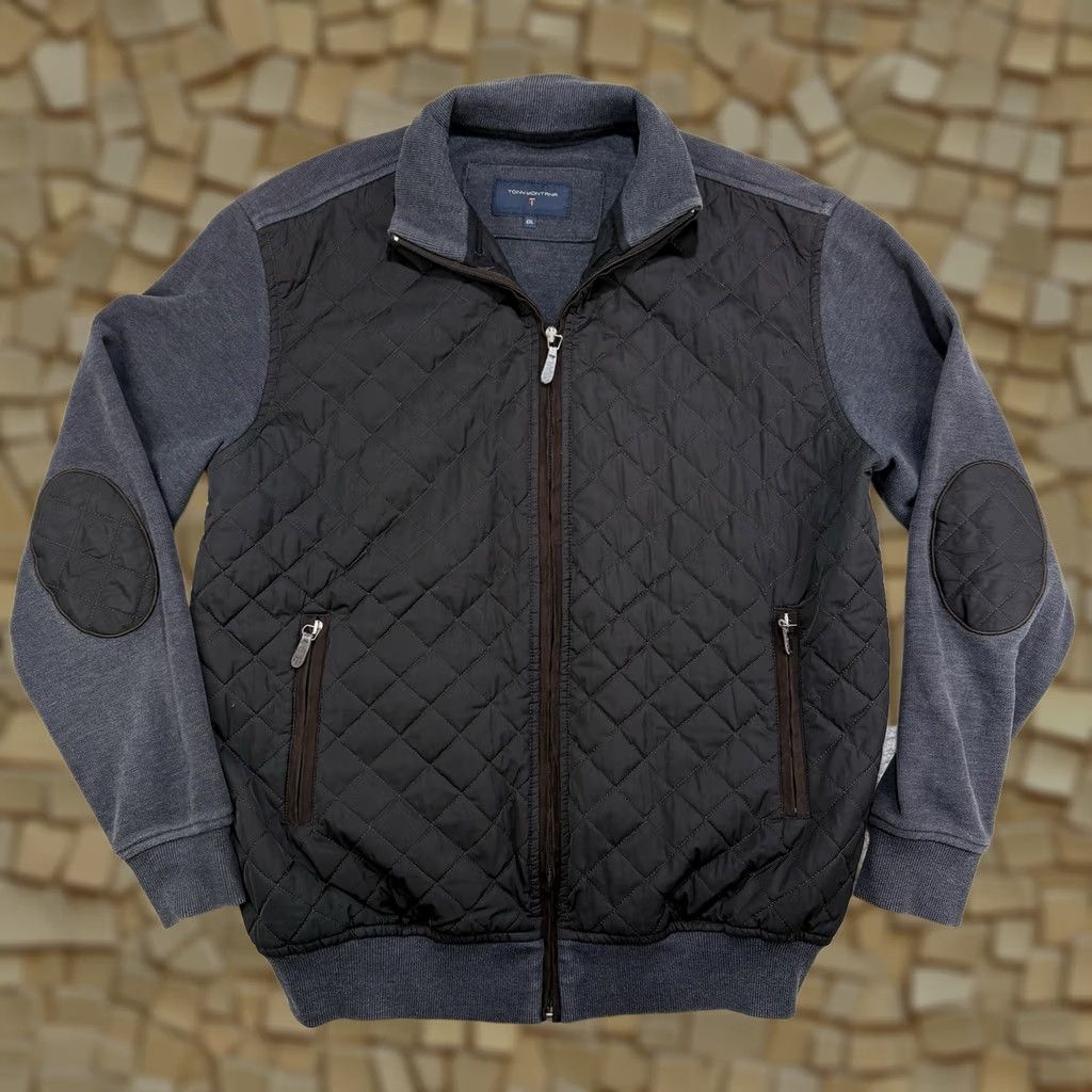 Vintage Tony Montana Mens Quilted Lined Full Zip Sweatshirt Jacket 2XL Gray Cotton Blend Geometric Zipper Pockets Heavyweight Regular Size US XXL / EU 58 / 5 - 1 Thumbnail