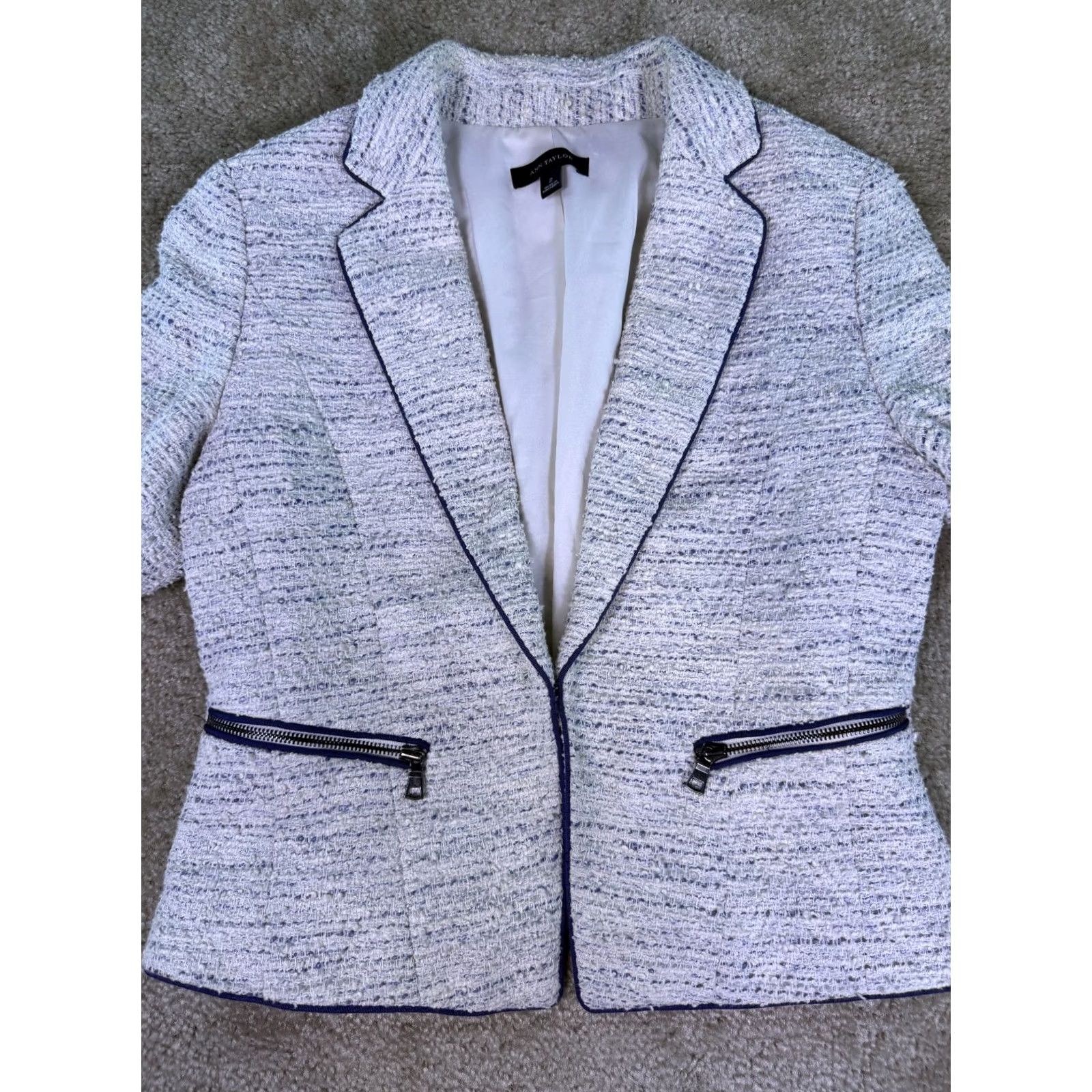Ann Taylor Ann Taylor Women's White Linen Blend Blazer Size 2 Size XS / US 0-2 / IT 36-38 - 2 Thumbnail