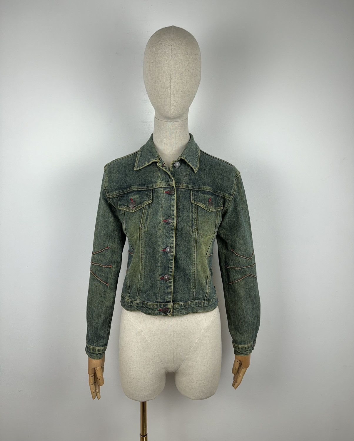 Japanese Brand × Vintage Vintage Cropped denim Y2K Jacket Women’s size 10 Size L / US 10 / IT 46 - 2 Thumbnail