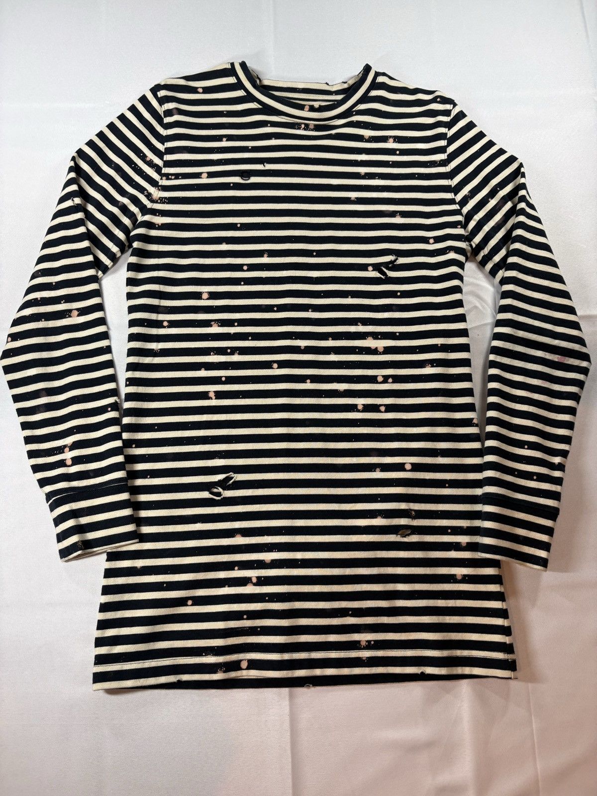 Off-White Off-White Distressed Striped Long Sleeve Tee EU Size US XS / EU 42 / 0 - 1 Thumbnail