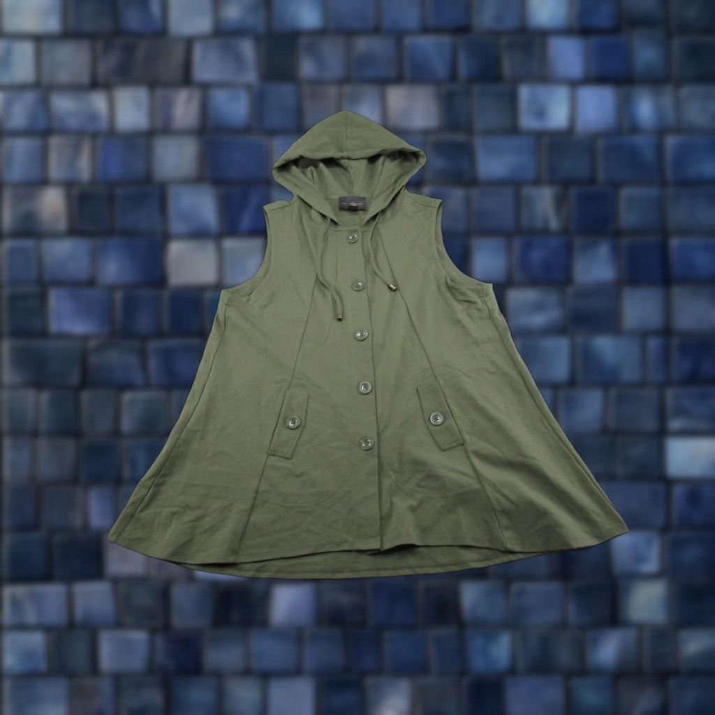 Christian Siriano Christian Siriano Vest Hooded Pockets 2X Green Sleeveless Button Front Front Pockets Womens Medium? Size XXL / US 16-18 / IT 52-54 - 1 Thumbnail