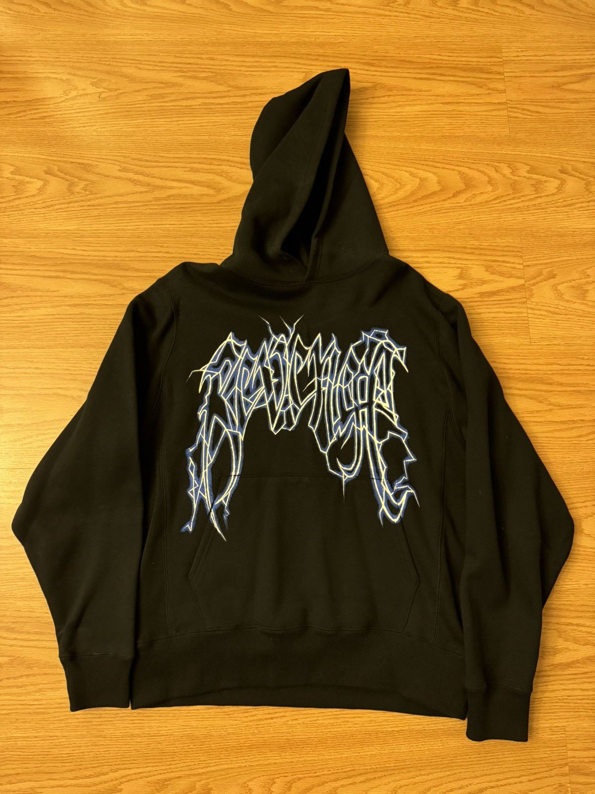 Revenge Revenge Blue Lightning Arch Logo Hoodie Brand New
