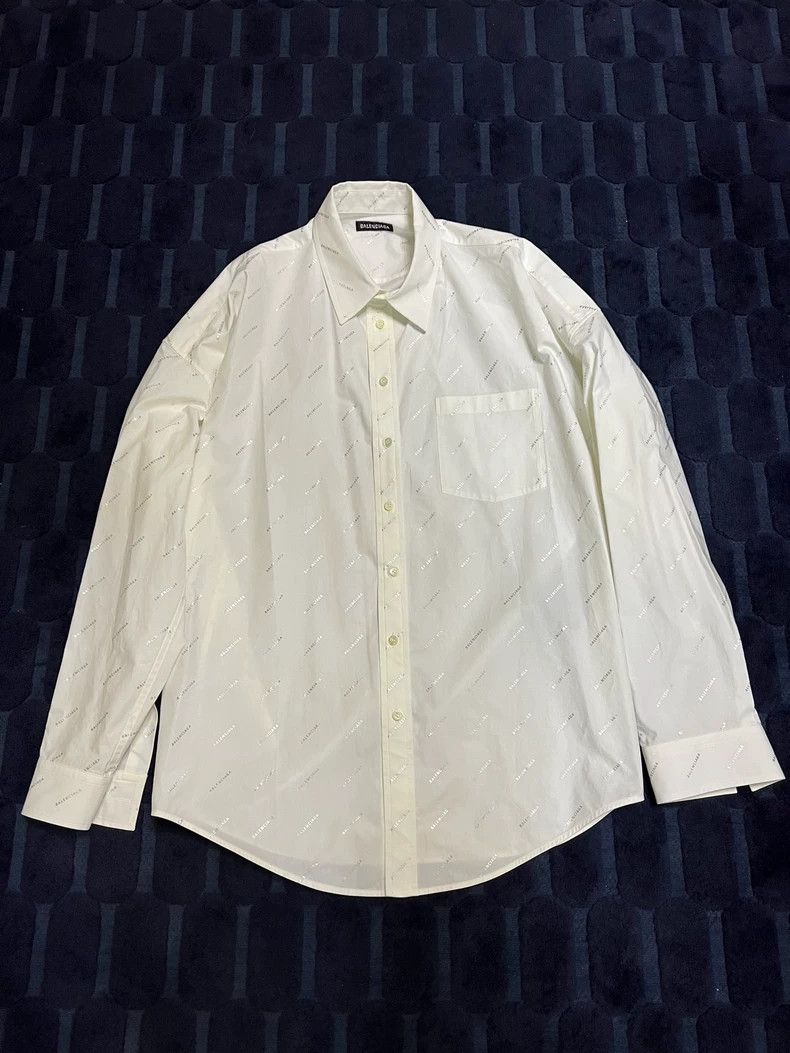 Balenciaga Balenciaga size 39 Silver Full Logo White Shirt Size US XS / EU 42 / 0 - 1 Thumbnail