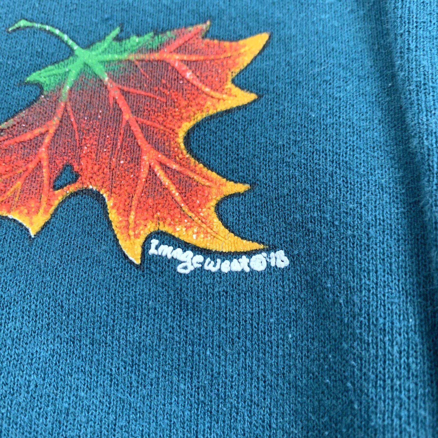 Jerzees VINTAGE Jerzees Sweatshirt Shirt Men M Green 90s Nature Fall Log Cabin Pullover Crew Neck Small Bleach Stains Included Size US M / EU 48-50 / 2 - 3 Thumbnail