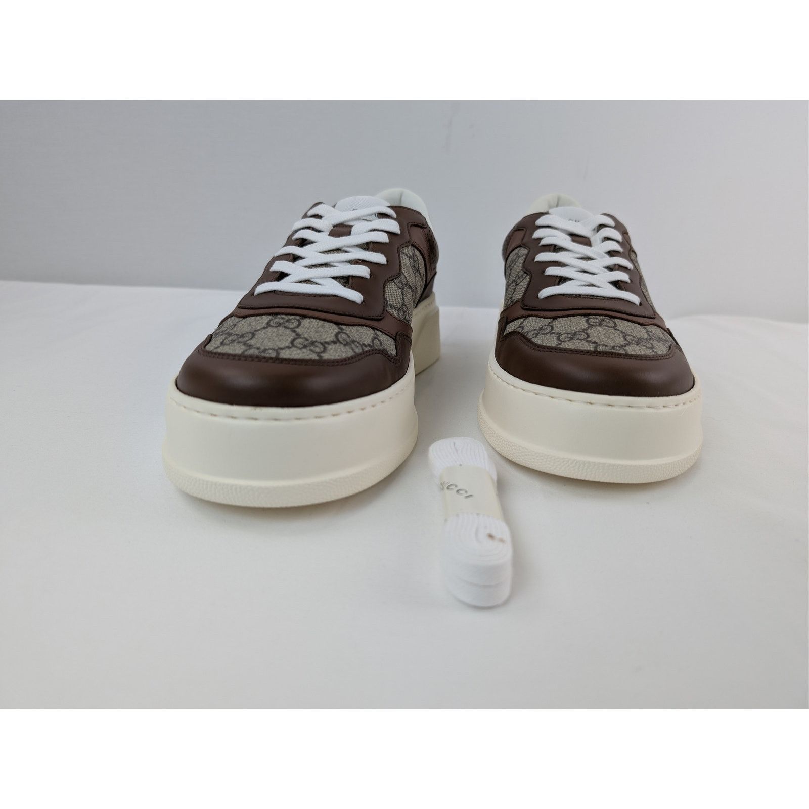 Gucci o1rshd1 GG Supreme leather-trimmed chunky sneakers in Brown Size US 12.5 / EU 45-46 - 7 Thumbnail