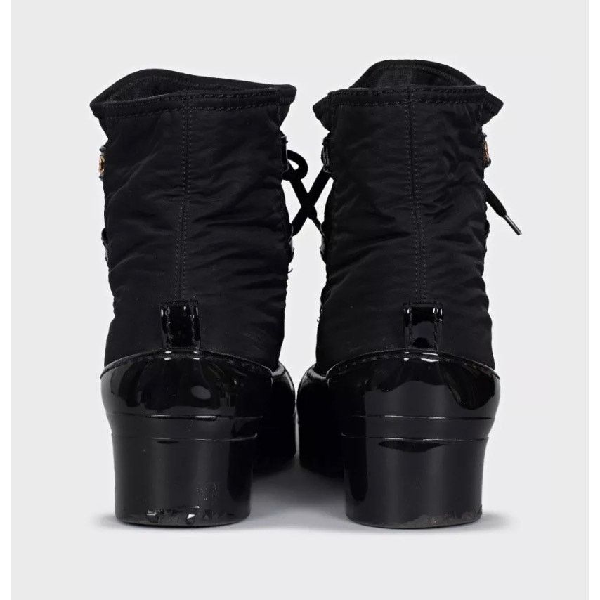 Chanel Chanel Black Lace-Up Textile Rubber Boots Size 38 Size US 7 / IT 37 - 4 Thumbnail