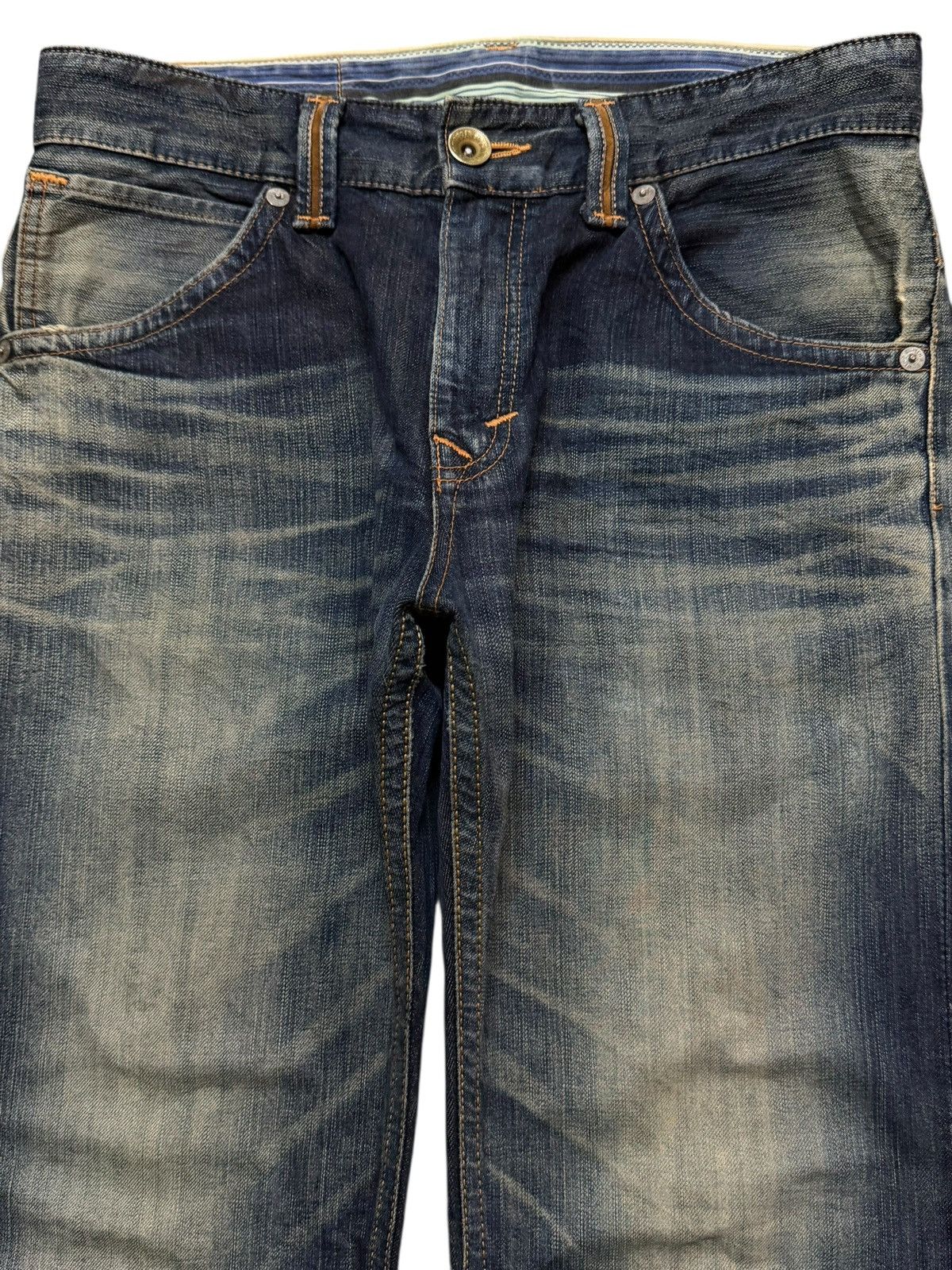 Edwin Vintage 90s Edwin XV Blue Faded Wash Whiskers Straight Leg Size US 34 / EU 50 - 3 Thumbnail